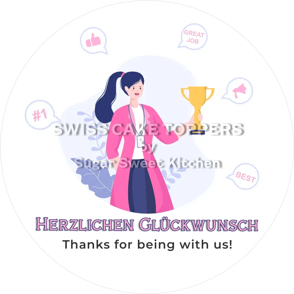 Herzlichen Glückwunsch-Tortenaufleger für Mitarbeiter - Fondant- Torten- & Cupcakeaufleger Sugar Sweet Kitchen