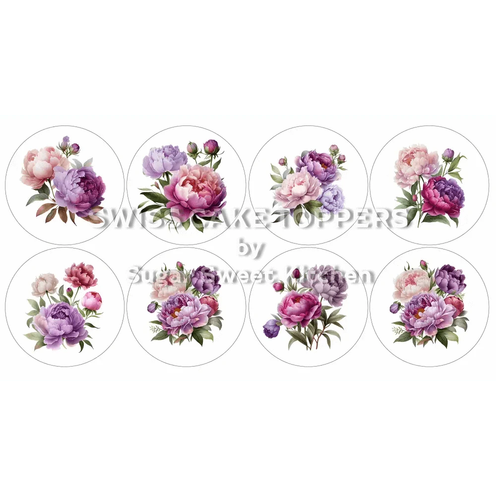 Hübsche Blumen-Cupcakes- & Dessertaufleger1 - personalisierbar - Fondant- Torten- Cupcakeaufleger Sugar Sweet Kitchen