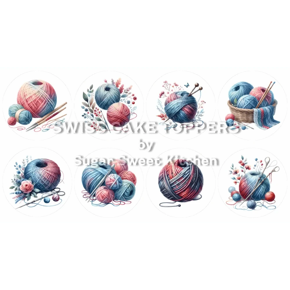 Hübsche Stricken-Cupcakes- & Dessertaufleger1 - personalisierbar - Fondant- Torten- Cupcakeaufleger Sugar Sweet Kitchen