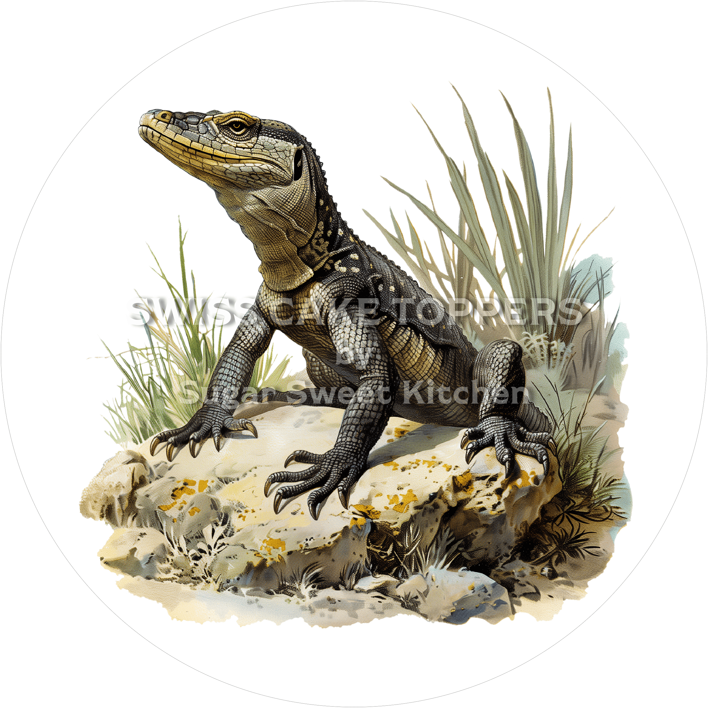 Hübscher Echsen-Tortenaufleger1 - personalisierbar - Fondant- Torten- & Cupcakeaufleger Sugar Sweet Kitchen