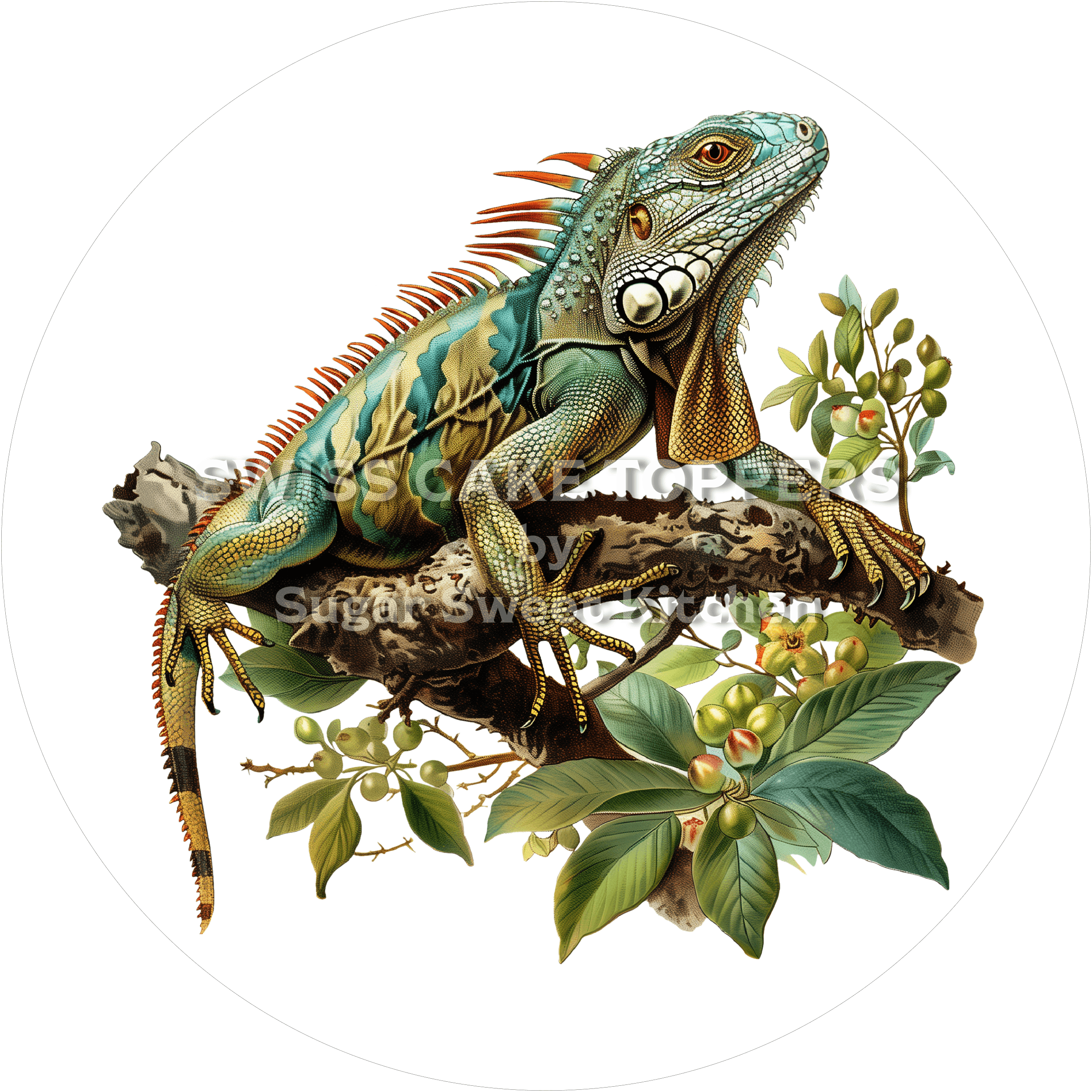 Hübscher Leguan-Tortenaufleger1 - personalisierbar - Fondant- Torten- & Cupcakeaufleger Sugar Sweet Kitchen