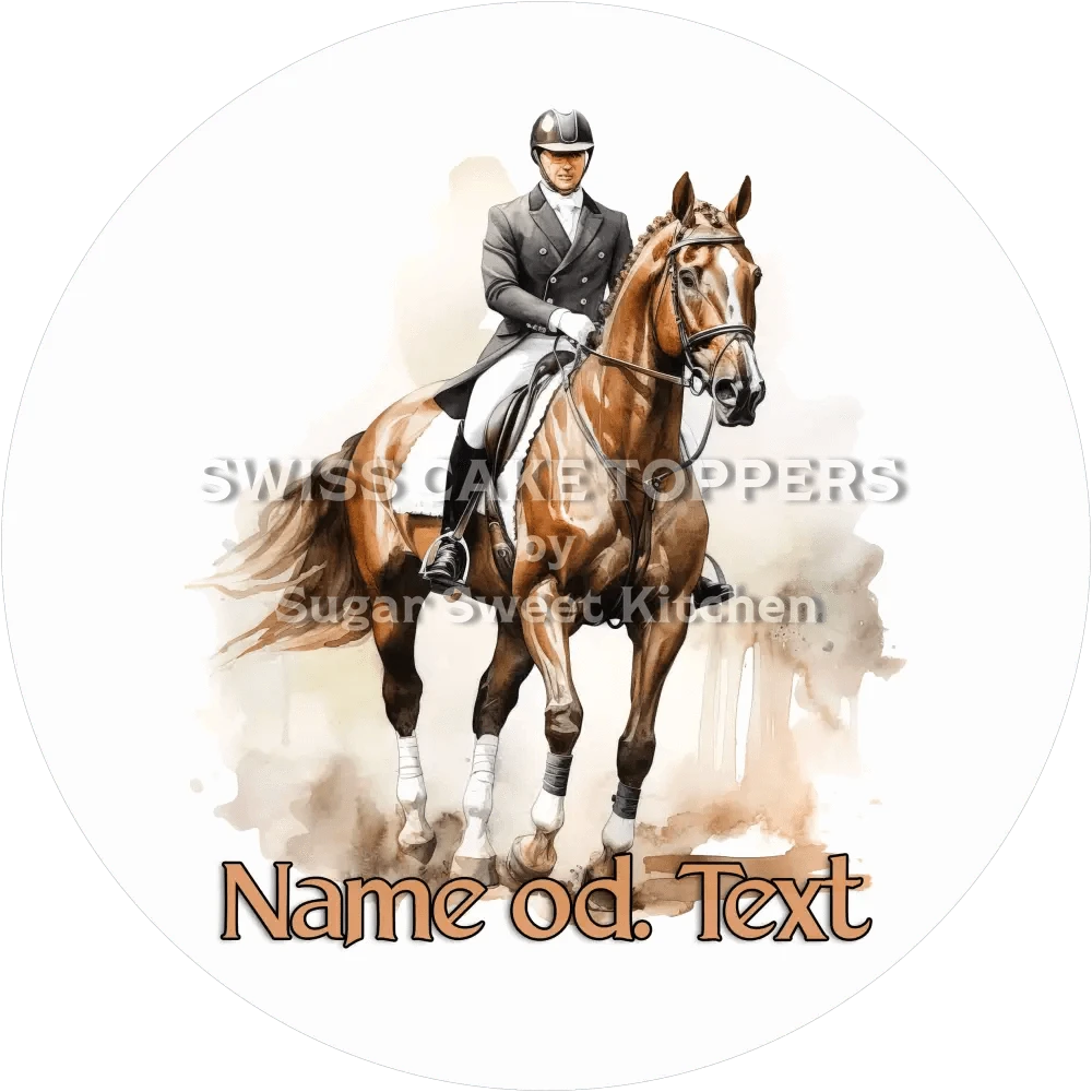 Hübscher Reiter-Tortenaufleger5 mit Name od. Text - Fondant- Torten- & Cupcakeaufleger Sugar Sweet Kitchen