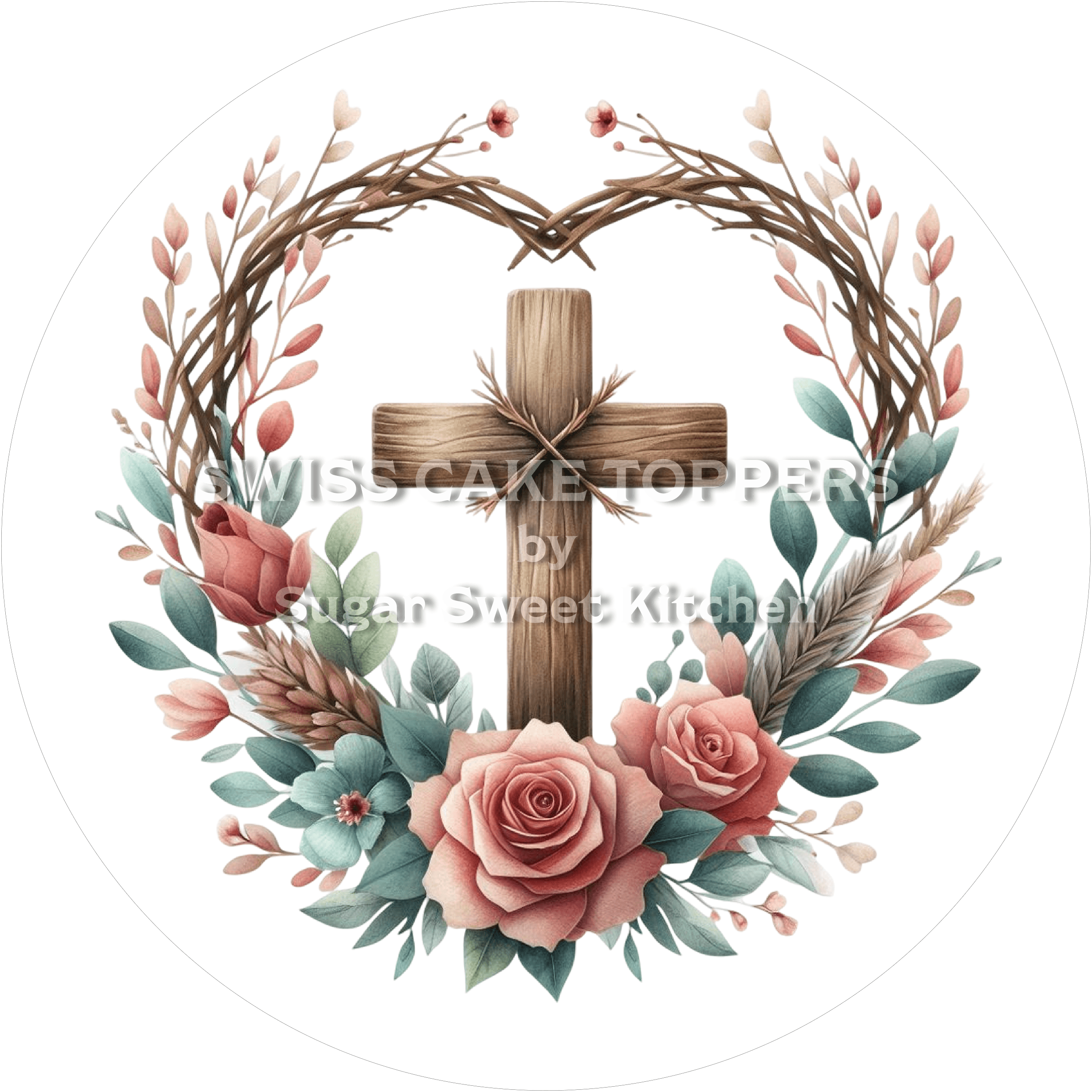 Hübscher Tortenaufleger Kommunion8 - personalisierbar - Fondant- Torten- & Cupcakeaufleger Sugar Sweet Kitchen