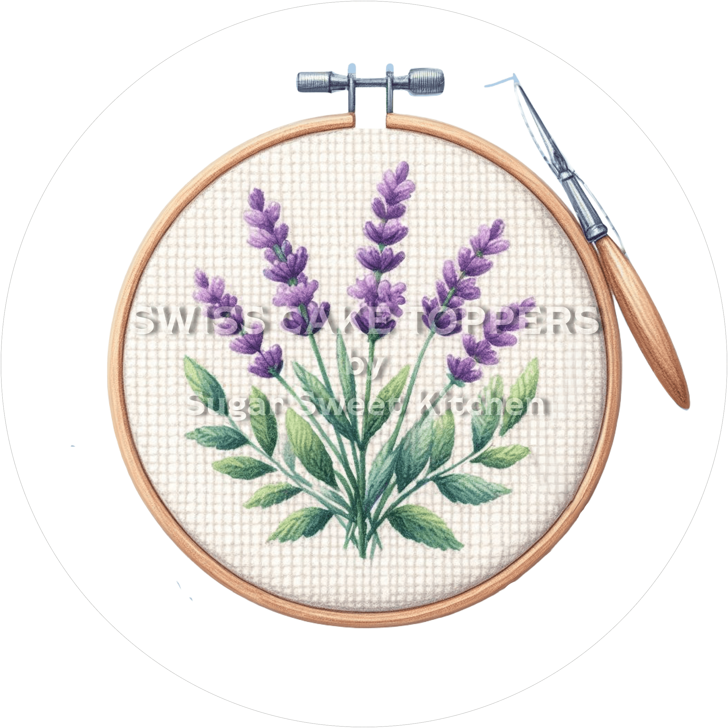 Hübscher Tortenaufleger Sticken2 - personalisierbar - Fondant- Torten- & Cupcakeaufleger Sugar Sweet Kitchen