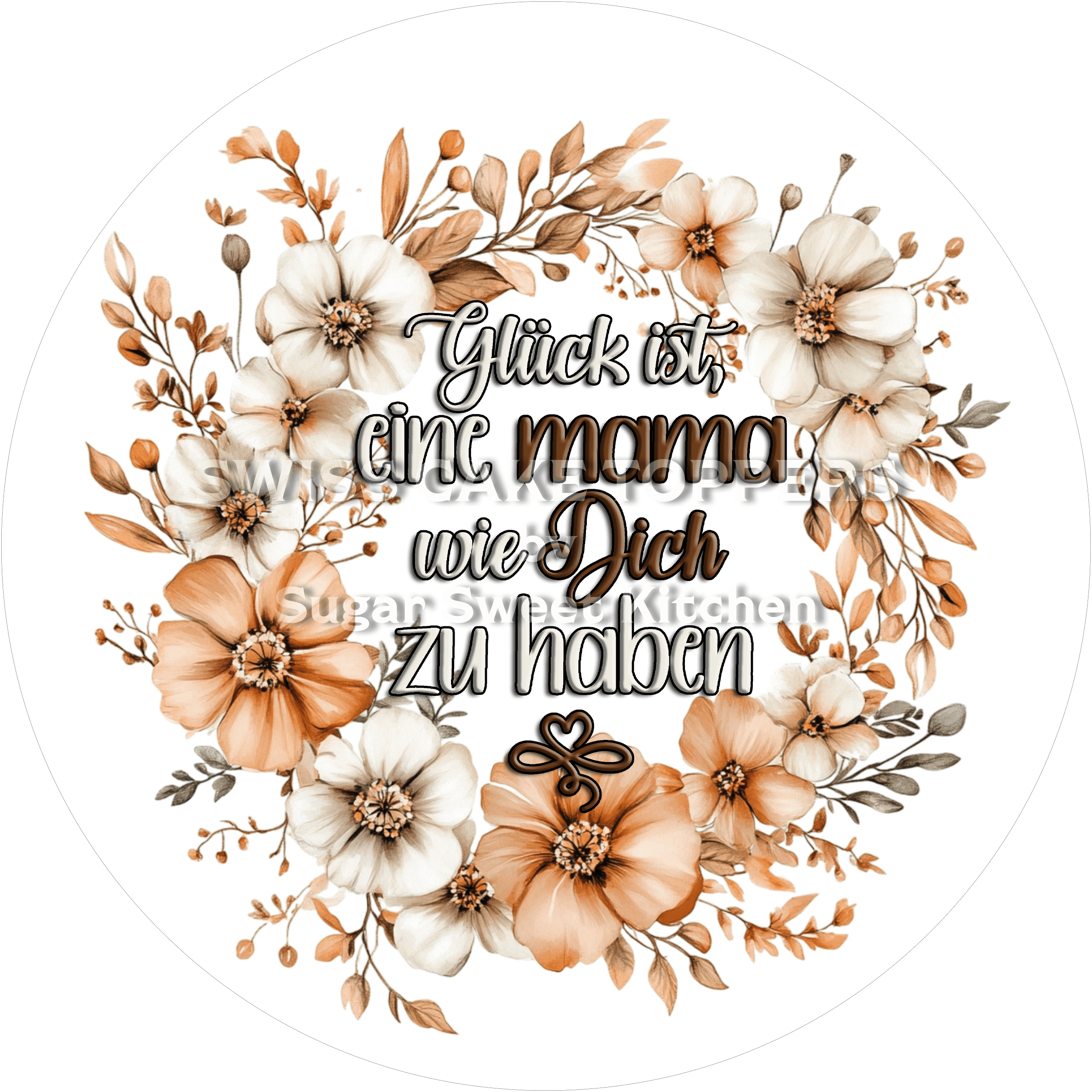 Hübscher Tortenaufleger zum Muttertag - Flower17 - personalisierbar - Fondant- Torten- & Cupcakeaufleger Sugar Sweet