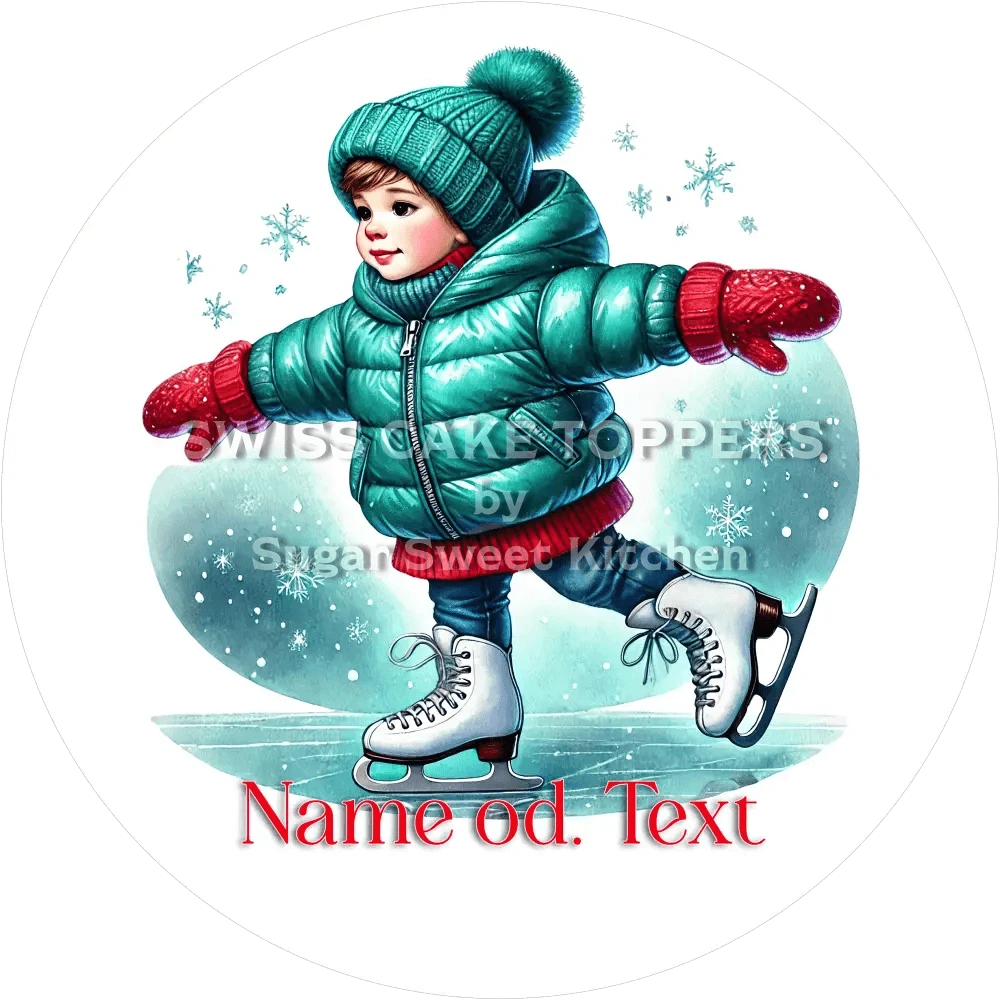 Individueller Eiskunstlauf-Tortenaufleger1 mit Name od. Text - Fondant- Torten- & Cupcakeaufleger Sugar Sweet Kitchen