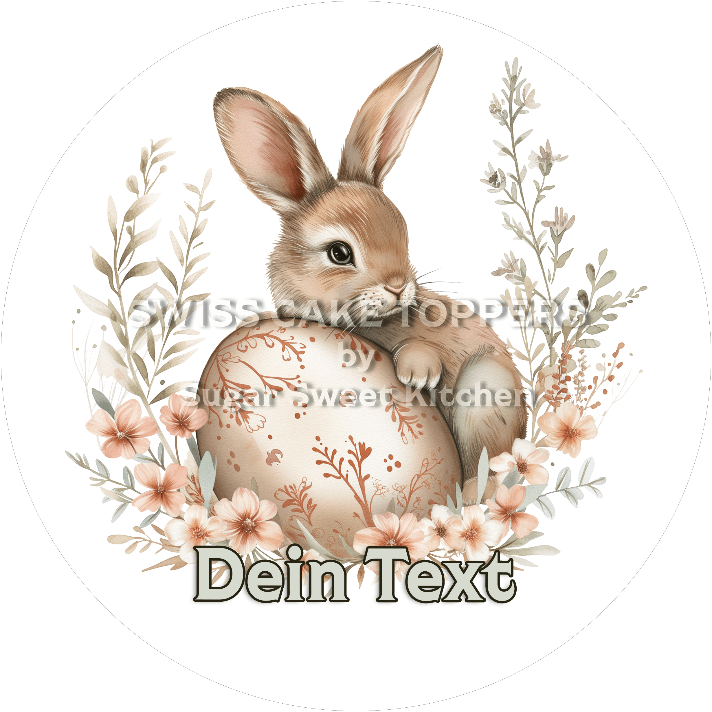 Individueller Oster-Tortenaufleger mit Namen od. Text - Fondant- Torten- & Cupcakeaufleger Sugar Sweet Kitchen