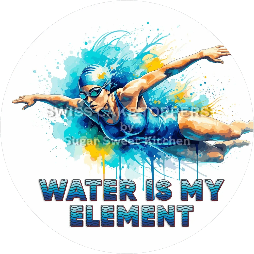 Individueller Schwimmer-Tortenaufleger4 - personalisierbar - Fondant- Torten- & Cupcakeaufleger Sugar Sweet Kitchen