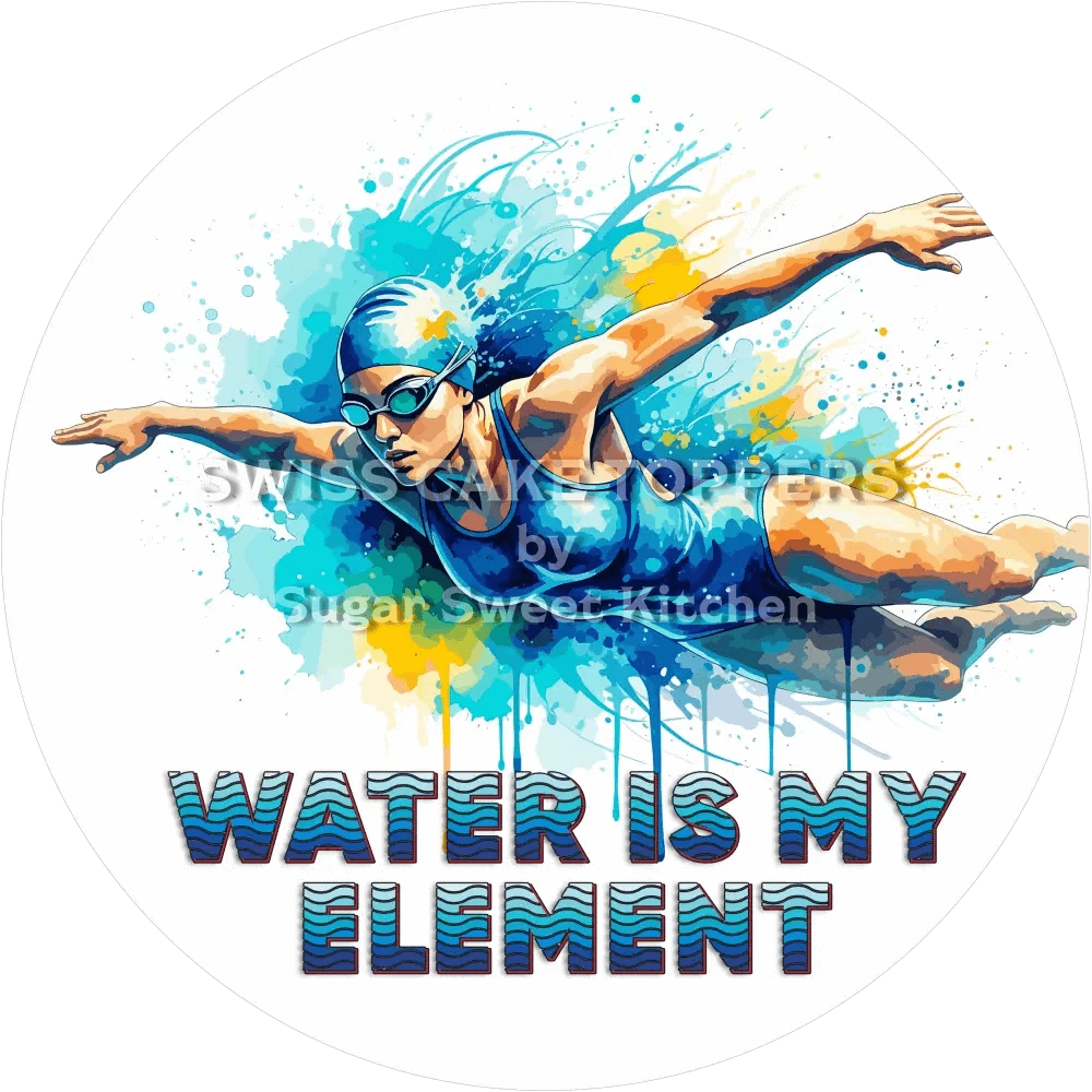 Individueller Schwimmer-Tortenaufleger4 - personalisierbar - Fondant- Torten- & Cupcakeaufleger Sugar Sweet Kitchen