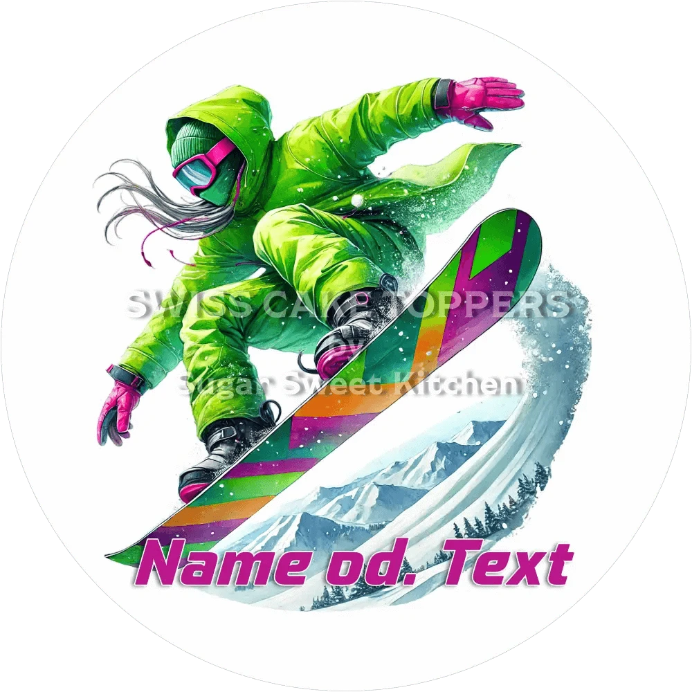 Individueller Snowboard-Tortenaufleger1 mit Name od. Text - Fondant- Torten- & Cupcakeaufleger Sugar Sweet Kitchen