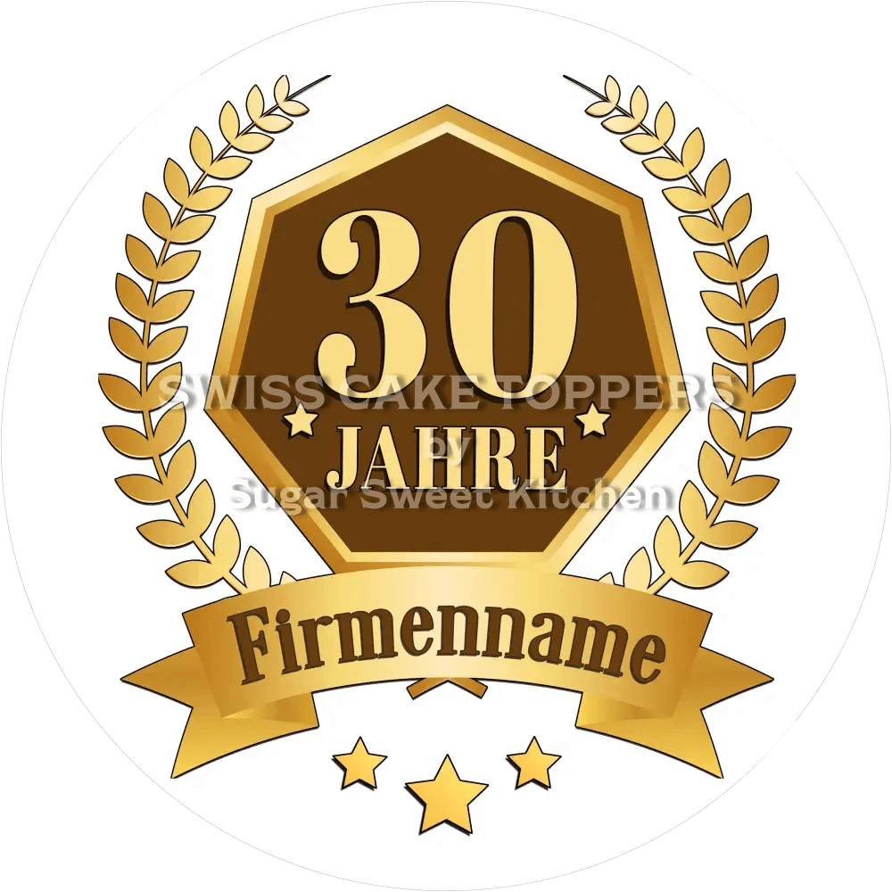 Jubiläums-Tortenaufleger „30 Jahre“ - Fondant- Torten- & Cupcakeaufleger Sugar Sweet Kitchen