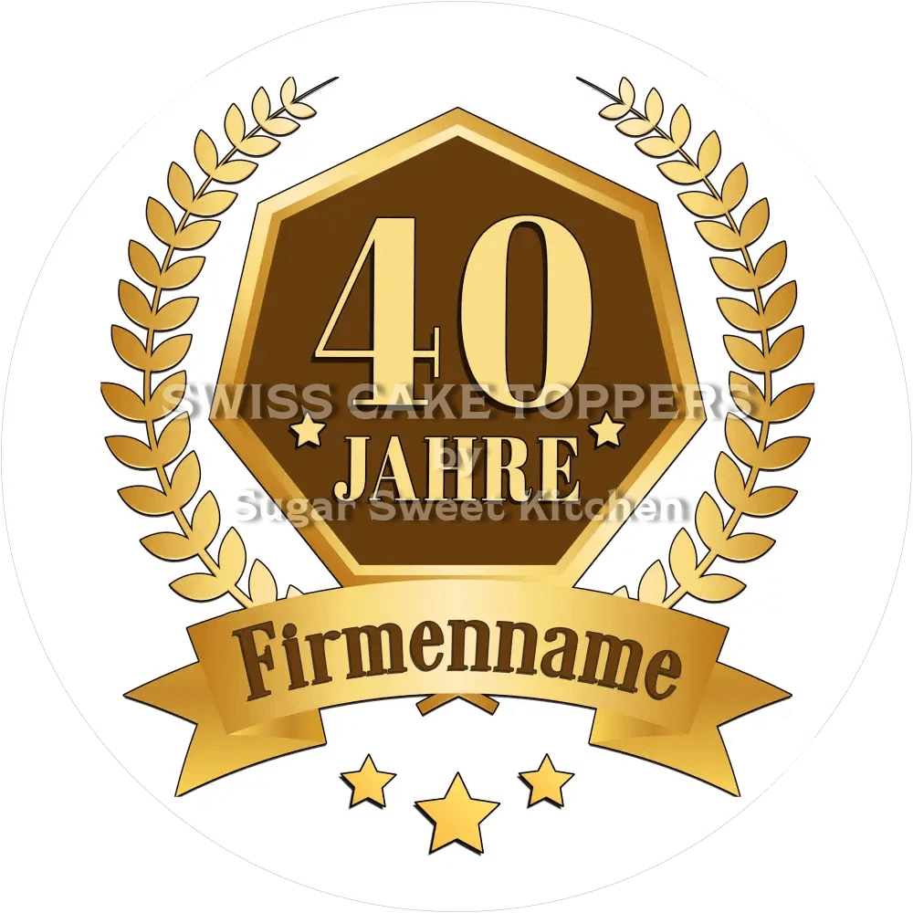 Jubiläums-Tortenaufleger „40 Jahre“ - Fondant- Torten- & Cupcakeaufleger Sugar Sweet Kitchen
