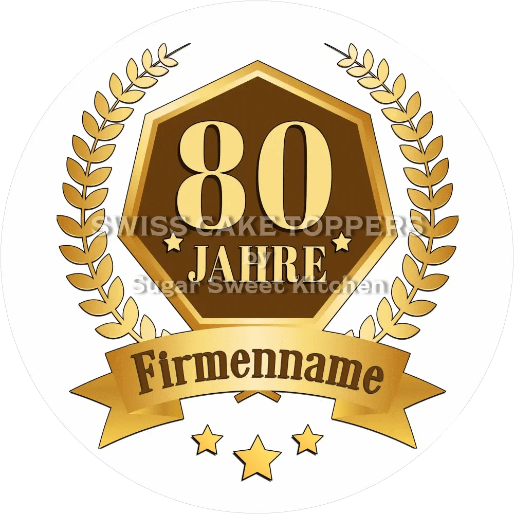 Jubiläums-Tortenaufleger „80 Jahre“ - Fondant- Torten- & Cupcakeaufleger Sugar Sweet Kitchen