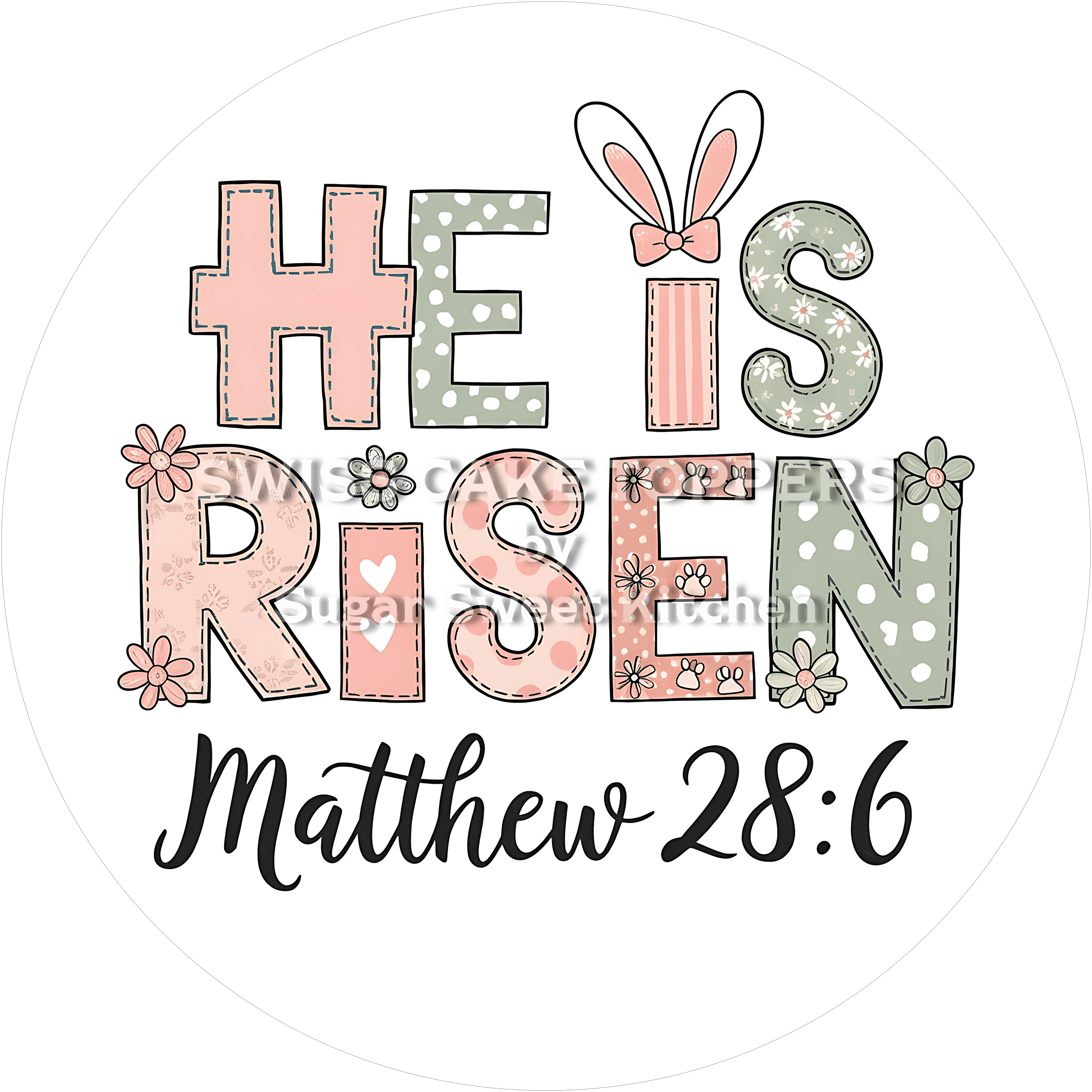 Kirchlicher Oster-Tortenaufleger1 - personalisierbar - Fondant- Torten- & Cupcakeaufleger Sugar Sweet Kitchen