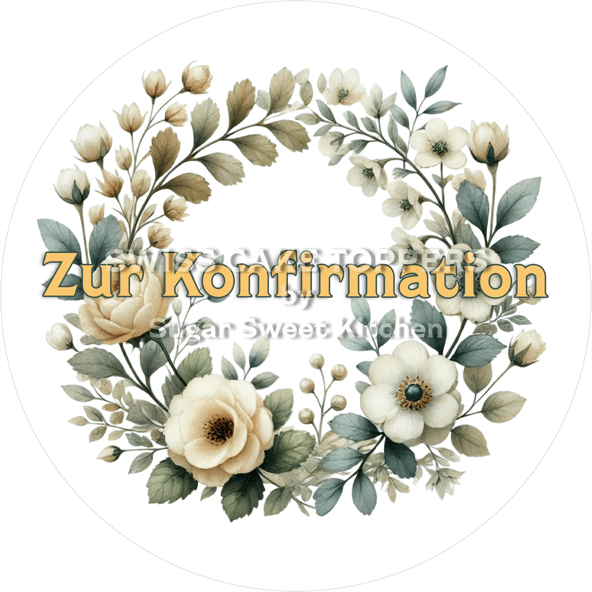 Klassischer Tortenaufleger Konfirmation3 - personalisierbar - Fondant- Torten- & Cupcakeaufleger Sugar Sweet Kitchen