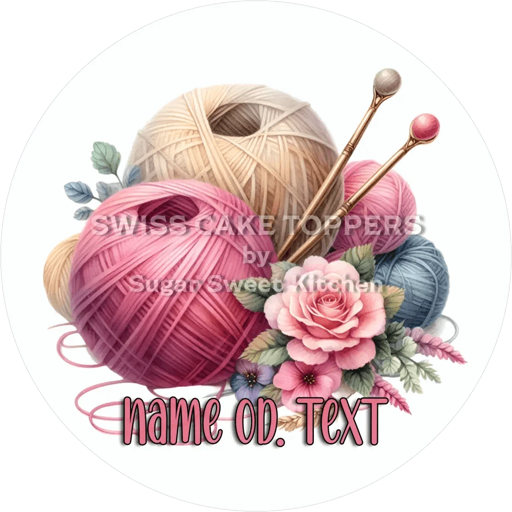 Kreativer Tortenaufleger Stricken2 mit Namen od. Text - Fondant- Torten- & Cupcakeaufleger Sugar Sweet Kitchen