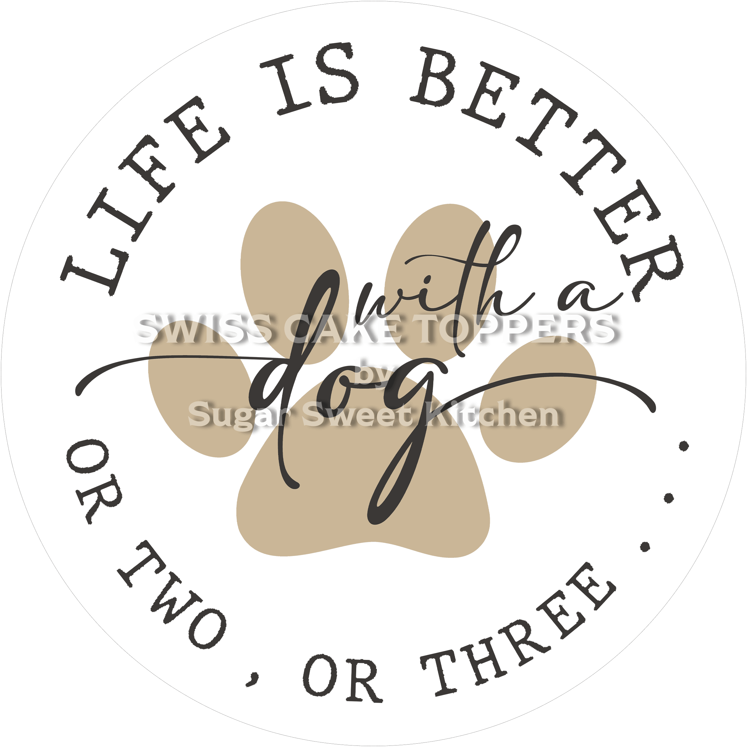 Liebevoller Hunde-Tortenaufleger26 - personalisierbar - Fondant- Torten- & Cupcakeaufleger Sugar Sweet Kitchen