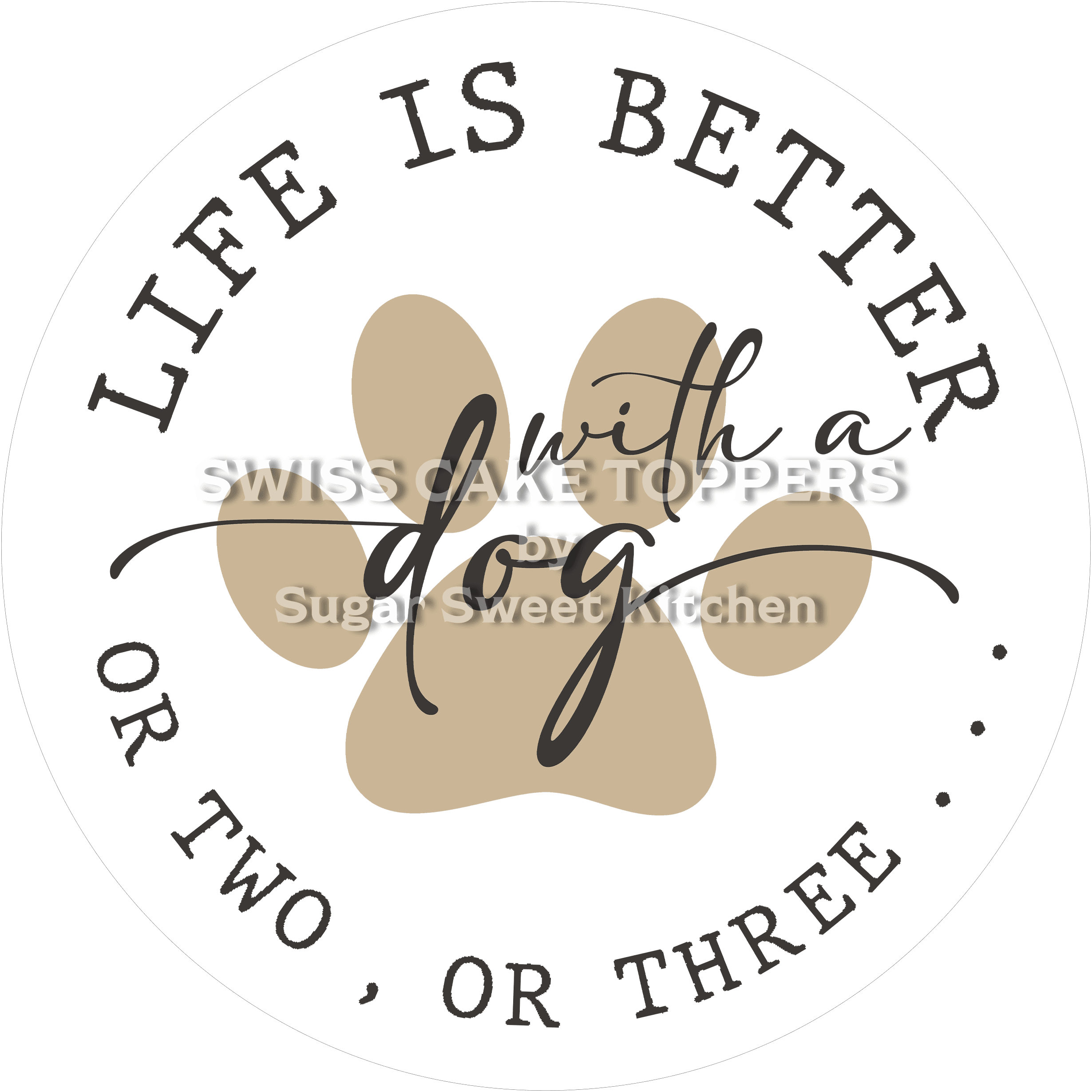 Liebevoller Hunde-Tortenaufleger26 - personalisierbar - Fondant- Torten- & Cupcakeaufleger Sugar Sweet Kitchen