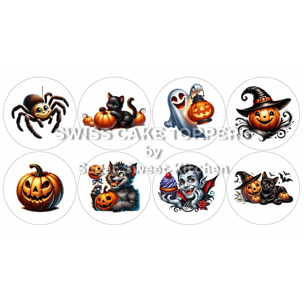 Lustige Halloween-Cupcakes- & Dessertaufleger1 - personalisierbar - Fondant- Torten- Cupcakeaufleger Sugar Sweet Kitchen
