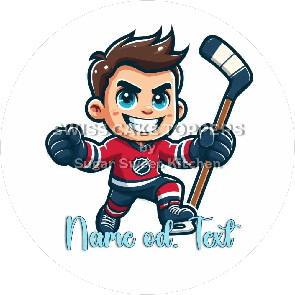 Lustiger Eishockey-Tortenaufleger6 mit Name od. Text - Fondant- Torten- & Cupcakeaufleger Sugar Sweet Kitchen
