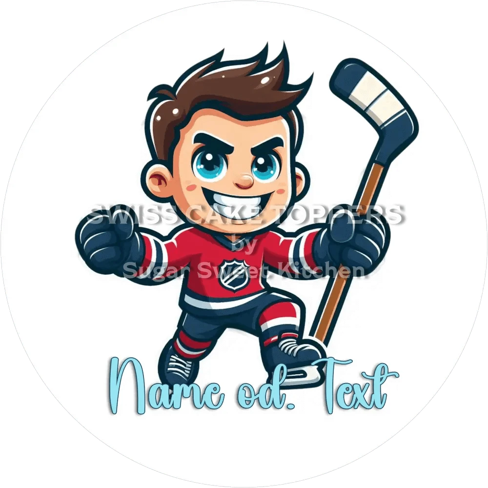 Lustiger Eishockey-Tortenaufleger6 mit Name od. Text - Fondant- Torten- & Cupcakeaufleger Sugar Sweet Kitchen