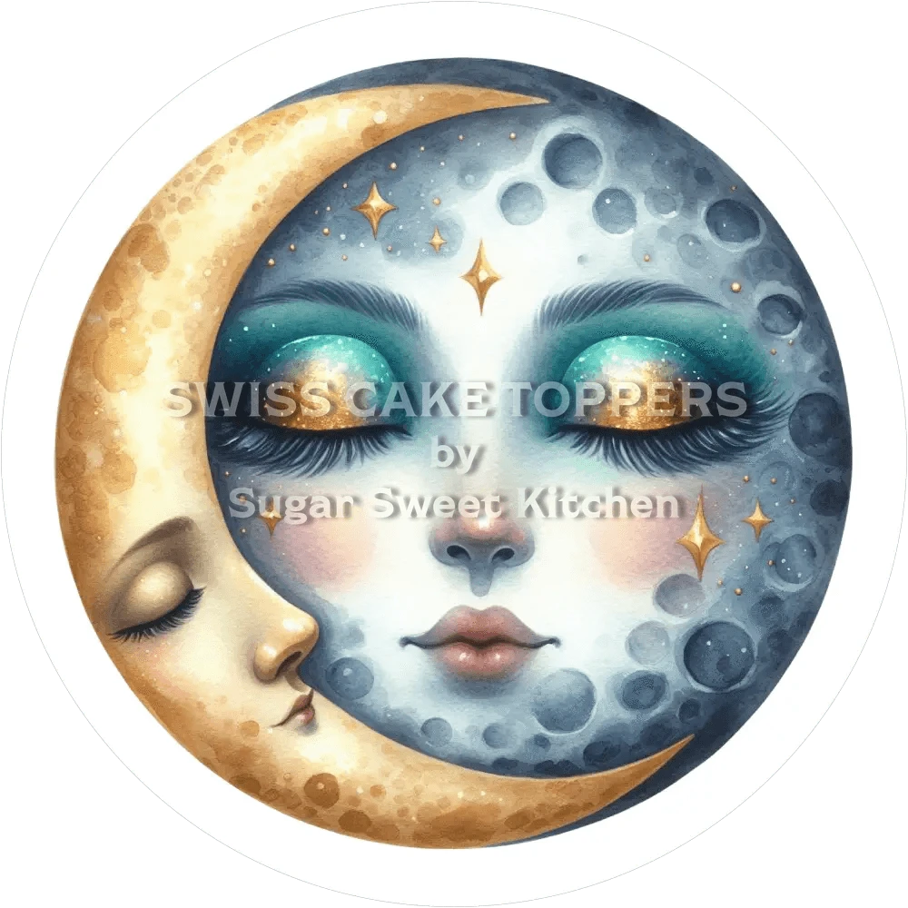 Magischer Sonne & Mond-Tortenaufleger19 - personalisierbar - Fondant- Torten- Cupcakeaufleger Sugar Sweet Kitchen