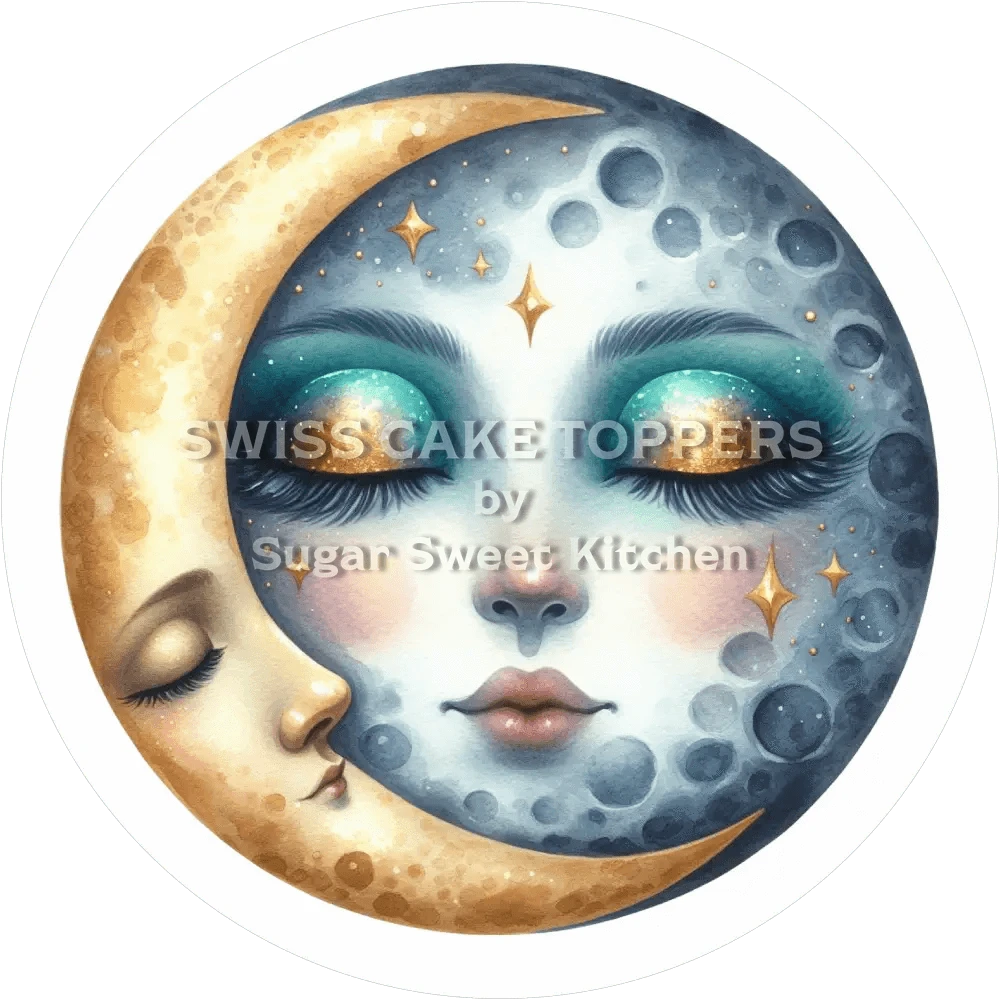 Magischer Sonne & Mond-Tortenaufleger19 - personalisierbar - Fondant- Torten- Cupcakeaufleger Sugar Sweet Kitchen