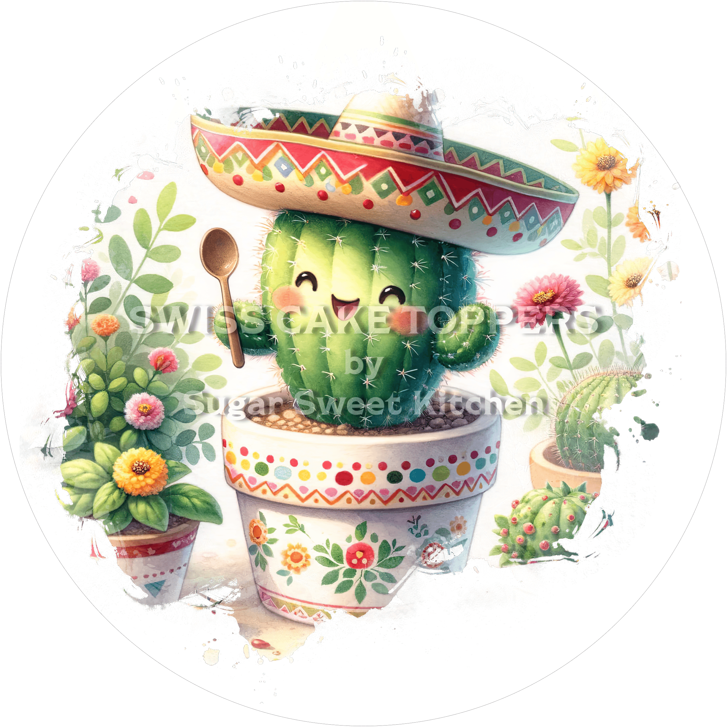 Megasüsser Kakteen-Tortenaufleger7 - personalisierbar - Fondant- Torten- & Cupcakeaufleger Sugar Sweet Kitchen