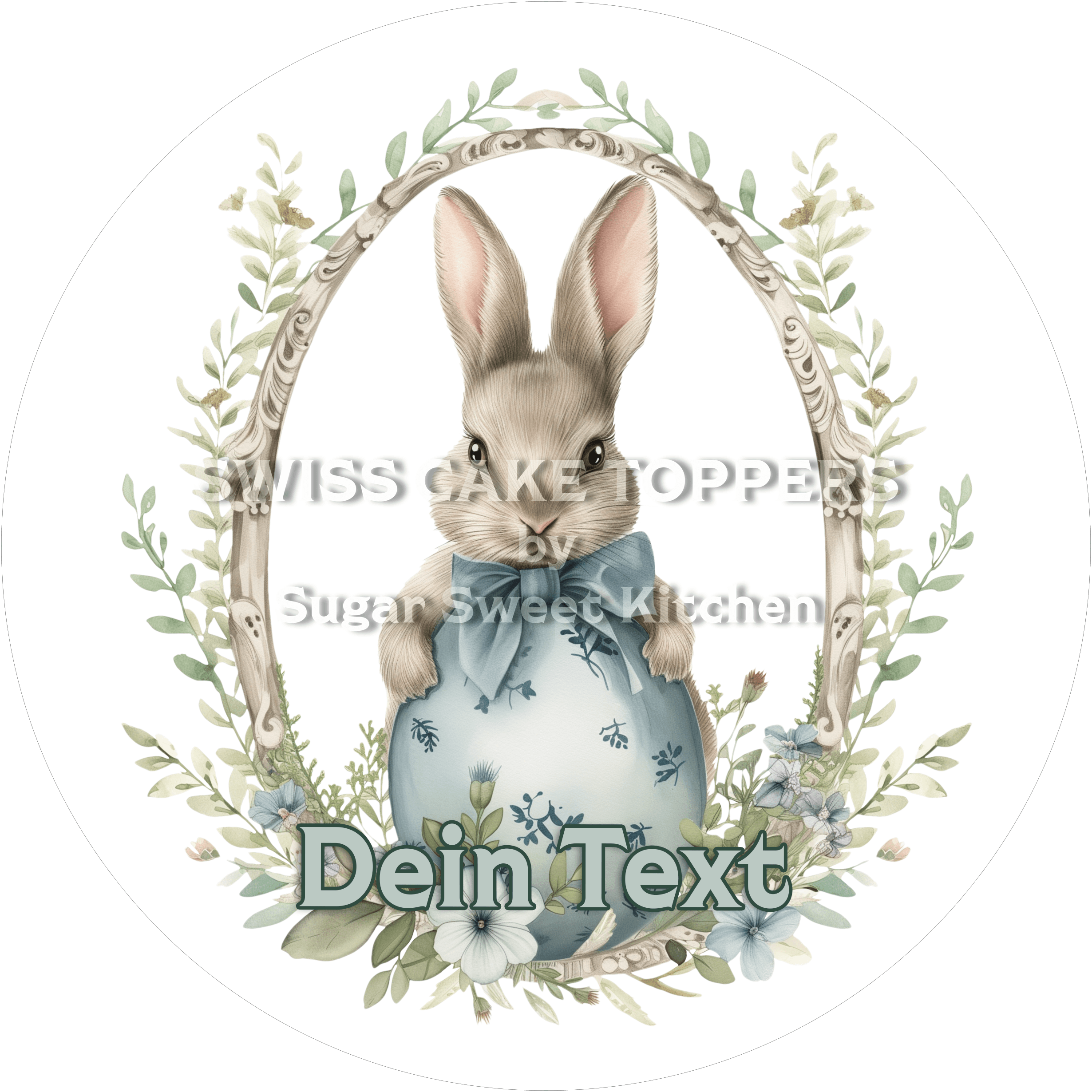 Megasüsser Oster-Tortenaufleger mit Namen od. Text - Fondant- Torten- & Cupcakeaufleger Sugar Sweet Kitchen