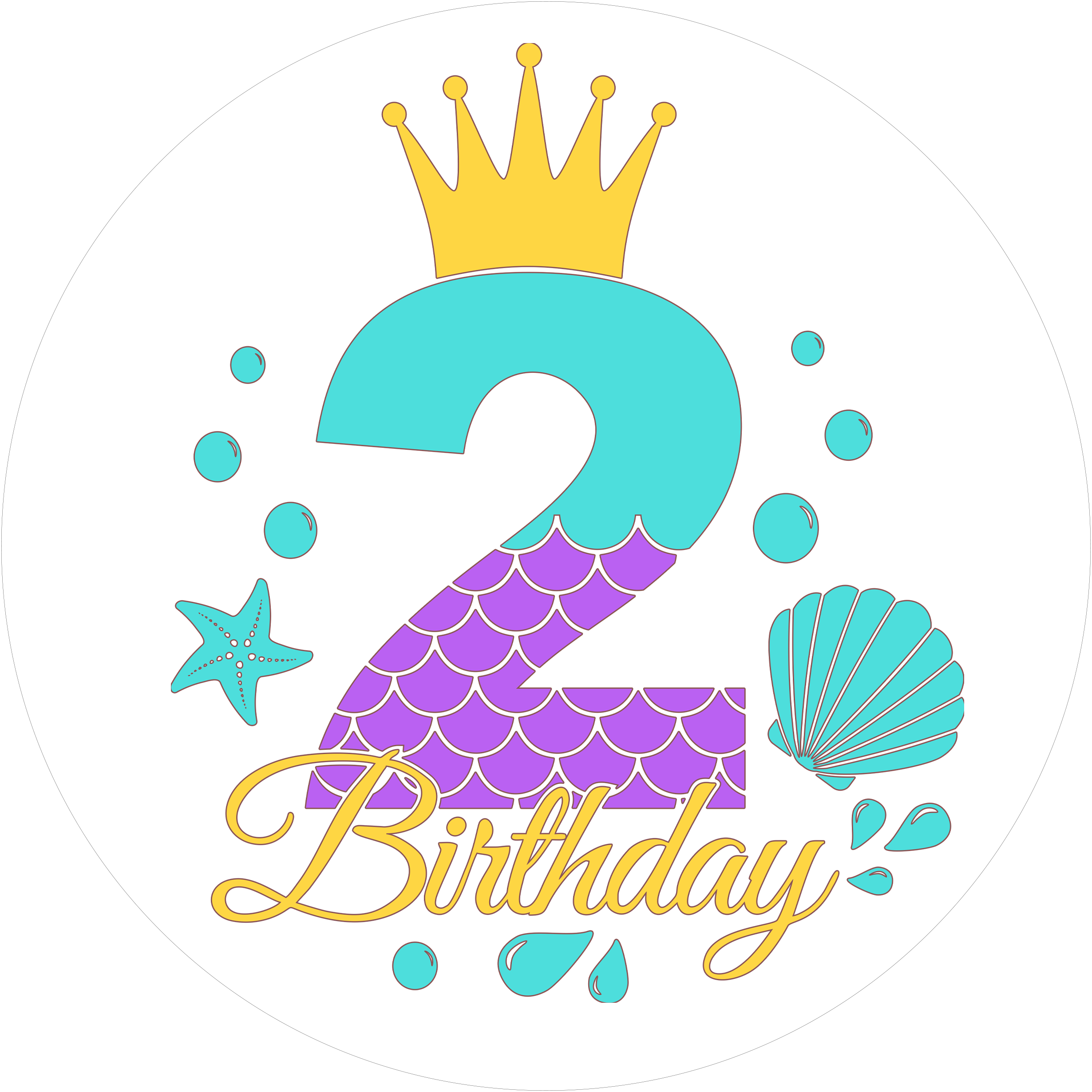 Mermaid-Tortenaufleger mit Zahl 2 - personalisierbar - Fondant- Torten- & Cupcakeaufleger Sugar Sweet Kitchen