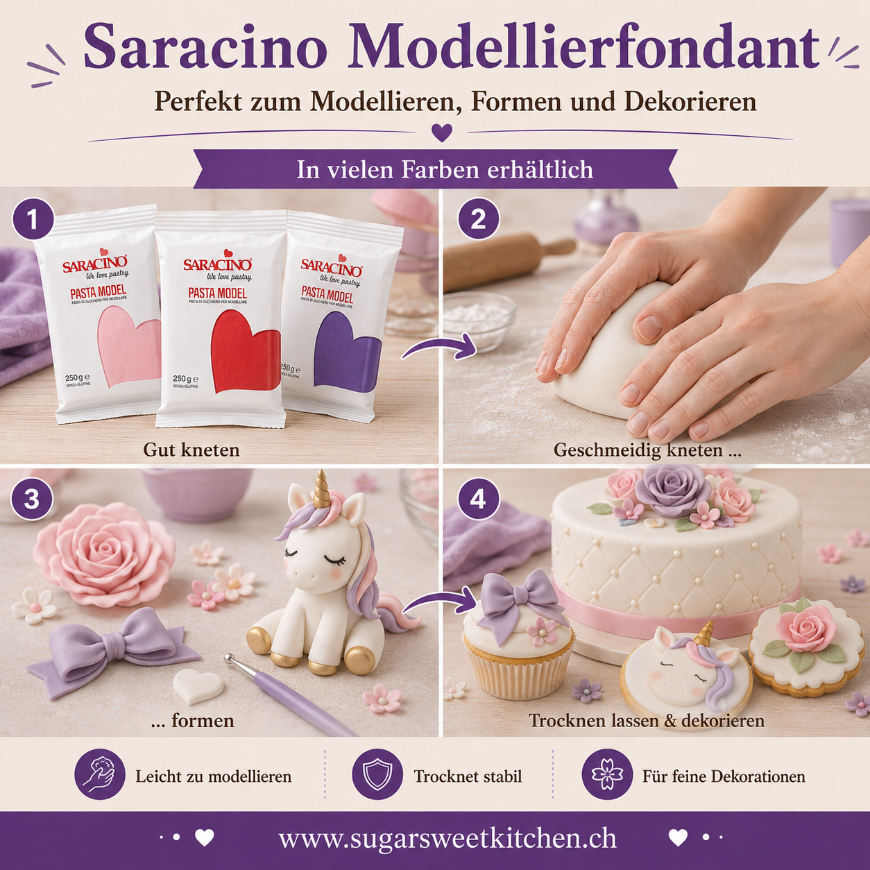 Modellierfondant Rot Saracino / 250g - Fondant Sugar Sweet Kitchen