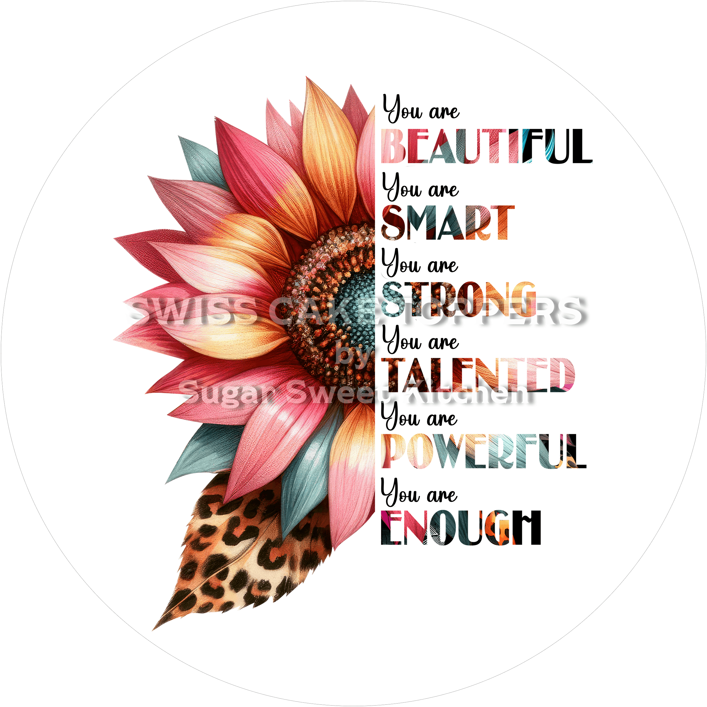 Motivierender Tortenaufleger für süsse Botschaften2 - personalisierbar - Fondant- Torten- & Cupcakeaufleger Sugar Sweet