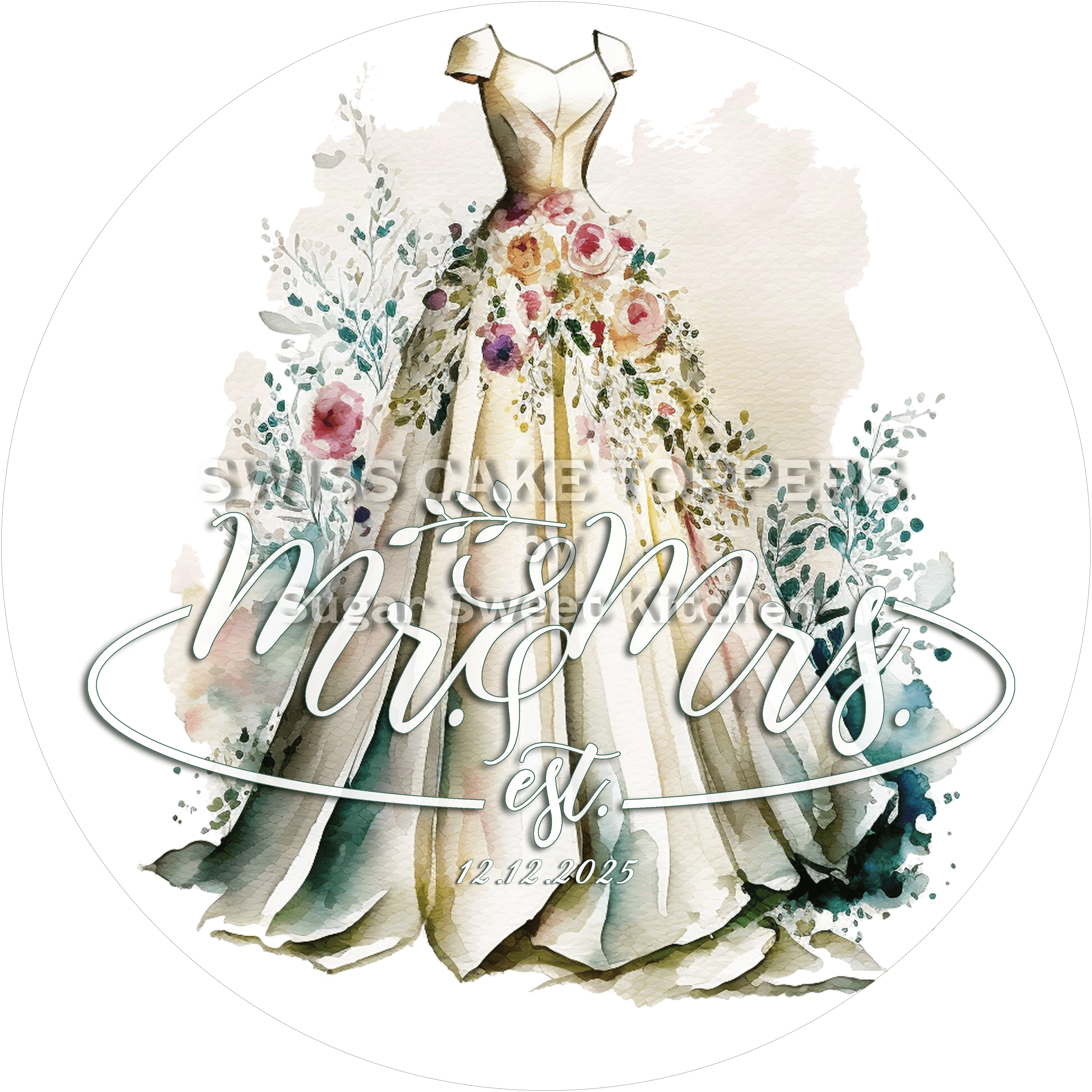 ’Mr & Mrs’ Tortenaufleger zum personalisieren - Fondant- Torten- Cupcakeaufleger Sugar Sweet Kitchen