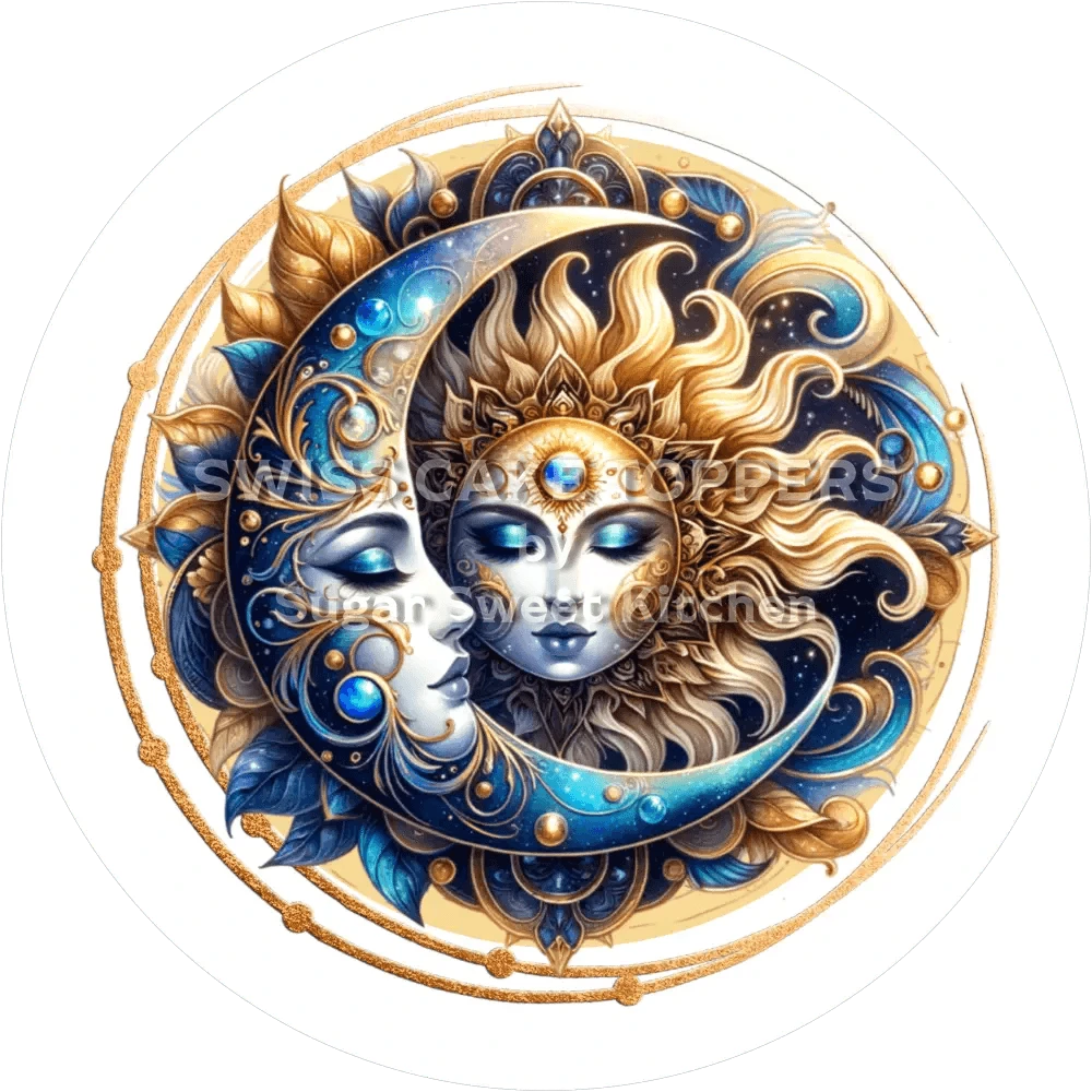 Mystischer Sonne & Mond-Tortenaufleger16 - personalisierbar - Fondant- Torten- Cupcakeaufleger Sugar Sweet Kitchen