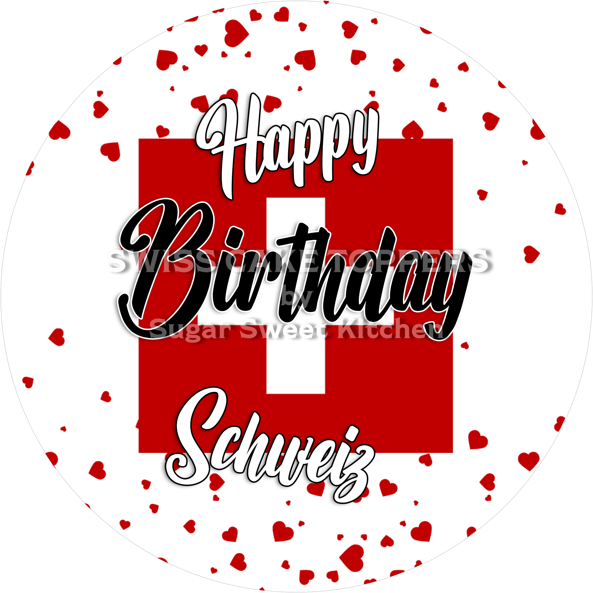 Nationalfeiertag Schweiz - Tortenaufleger3 - personalisierbar - Fondant- Torten- & Cupcakeaufleger Sugar Sweet Kitchen