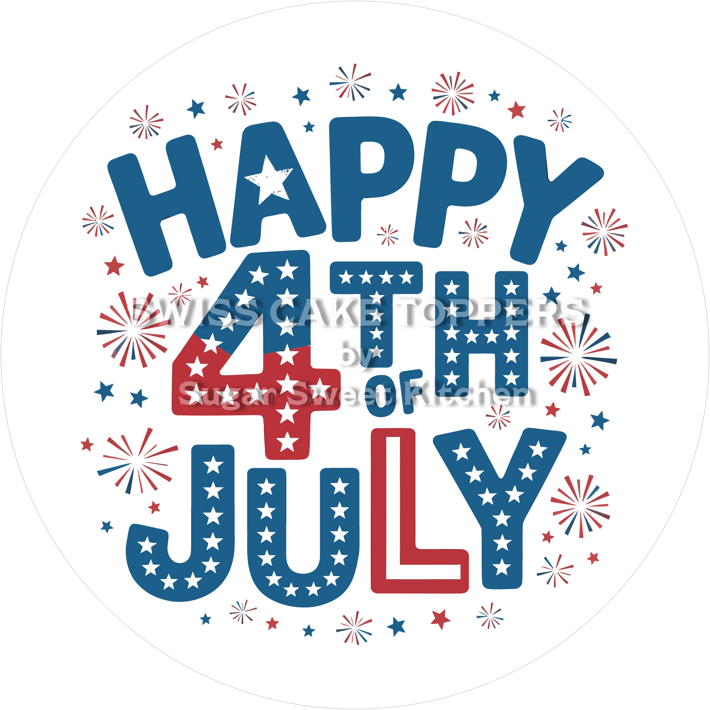 Nationalfeiertag USA - Tortenaufleger1 - personalisierbar - Fondant- Torten- & Cupcakeaufleger Sugar Sweet Kitchen