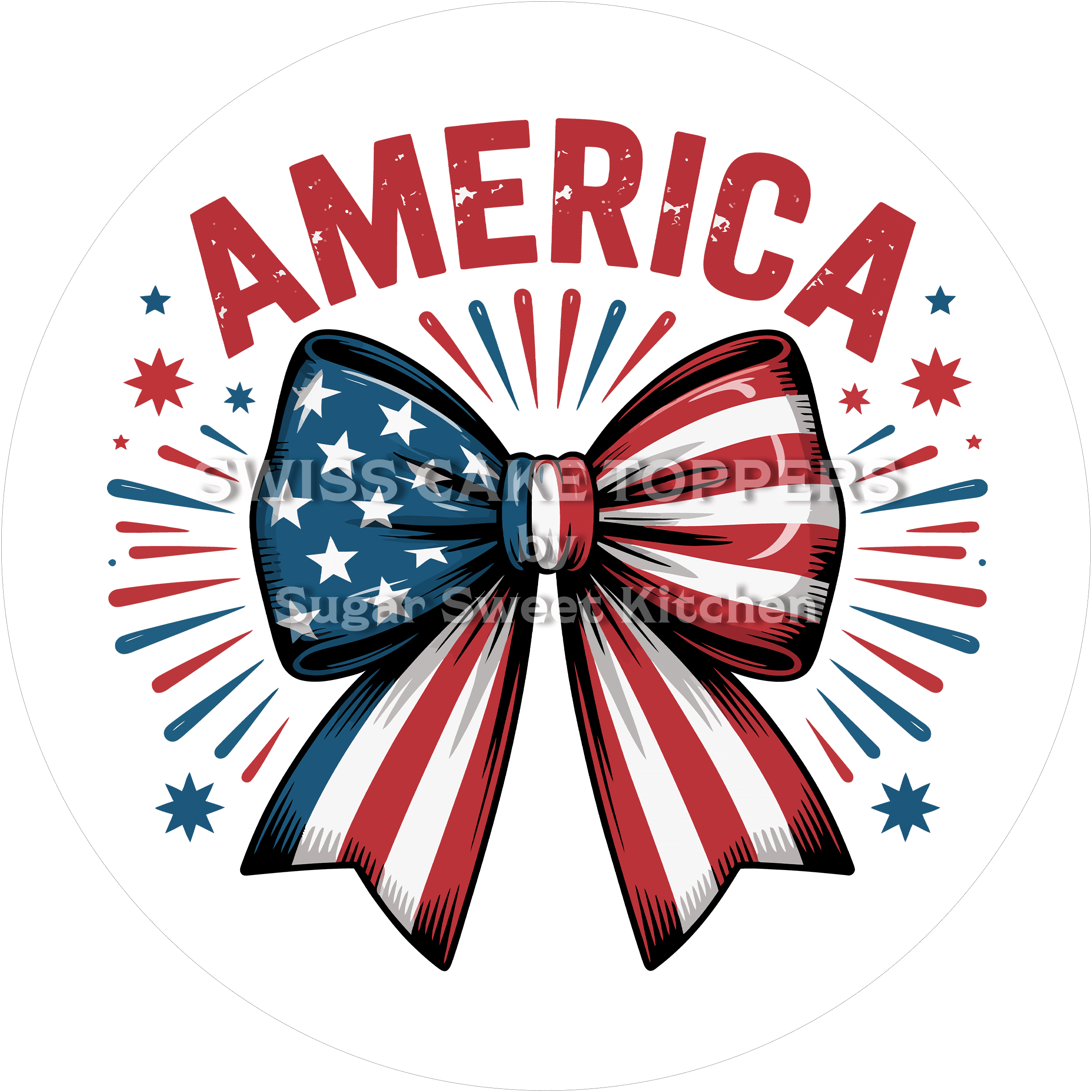 Nationalfeiertag USA - Tortenaufleger3 - personalisierbar - Fondant- Torten- & Cupcakeaufleger Sugar Sweet Kitchen