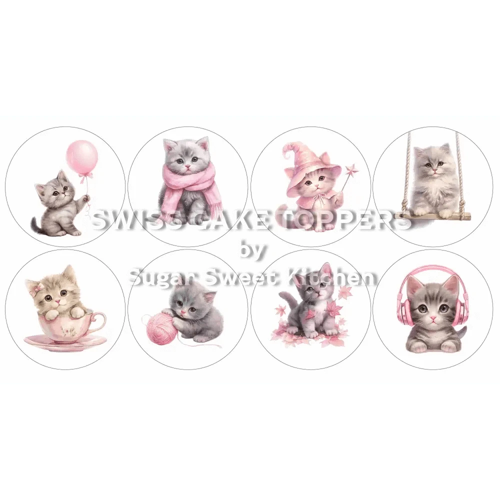 Niedliche Katzen-Cupcakes- & Dessertaufleger2 - personalisierbar - Fondant- Torten- Cupcakeaufleger Sugar Sweet Kitchen