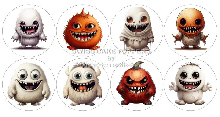 Niedliche Monster-Cupcakes- & Dessertaufleger2 - Fondant- Torten- Cupcakeaufleger Sugar Sweet Kitchen