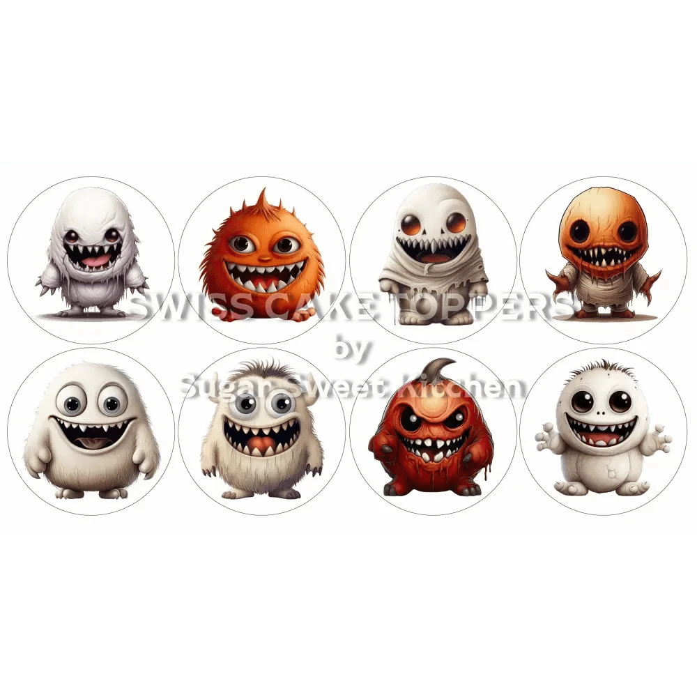 Niedliche Monster-Cupcakes- & Dessertaufleger2 - personalisierbar - Fondant- Torten- Cupcakeaufleger Sugar Sweet Kitchen