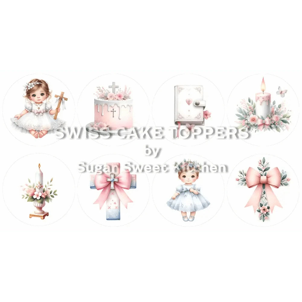 Niedliche Taufe-Cupcakes- & Dessertaufleger2 - personalisierbar - Fondant- Torten- Cupcakeaufleger Sugar Sweet Kitchen
