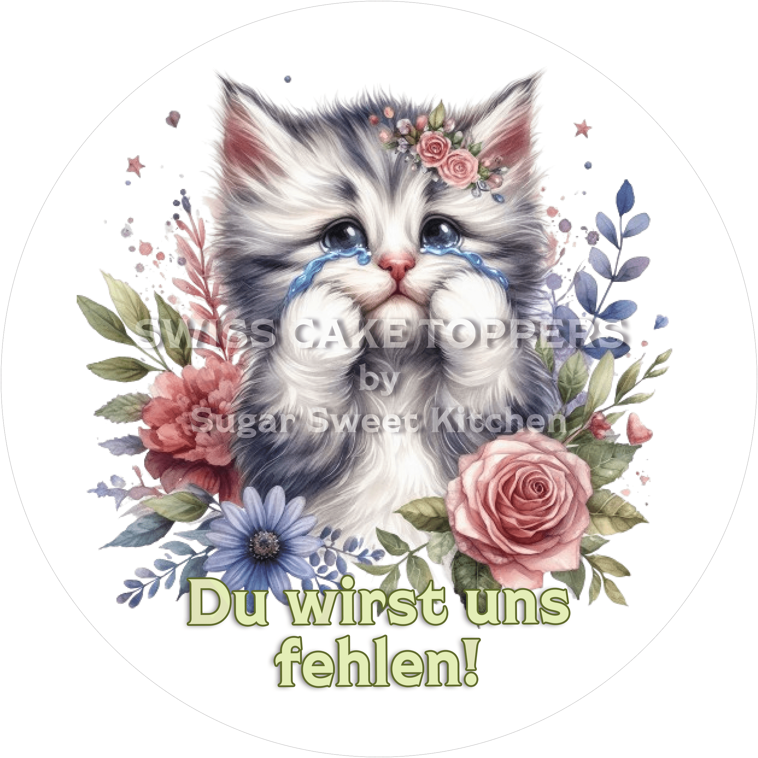 Niedlicher Abschieds-Tortenaufleger - Bye5 - personalisierbar - Fondant- Torten- & Cupcakeaufleger Sugar Sweet Kitchen