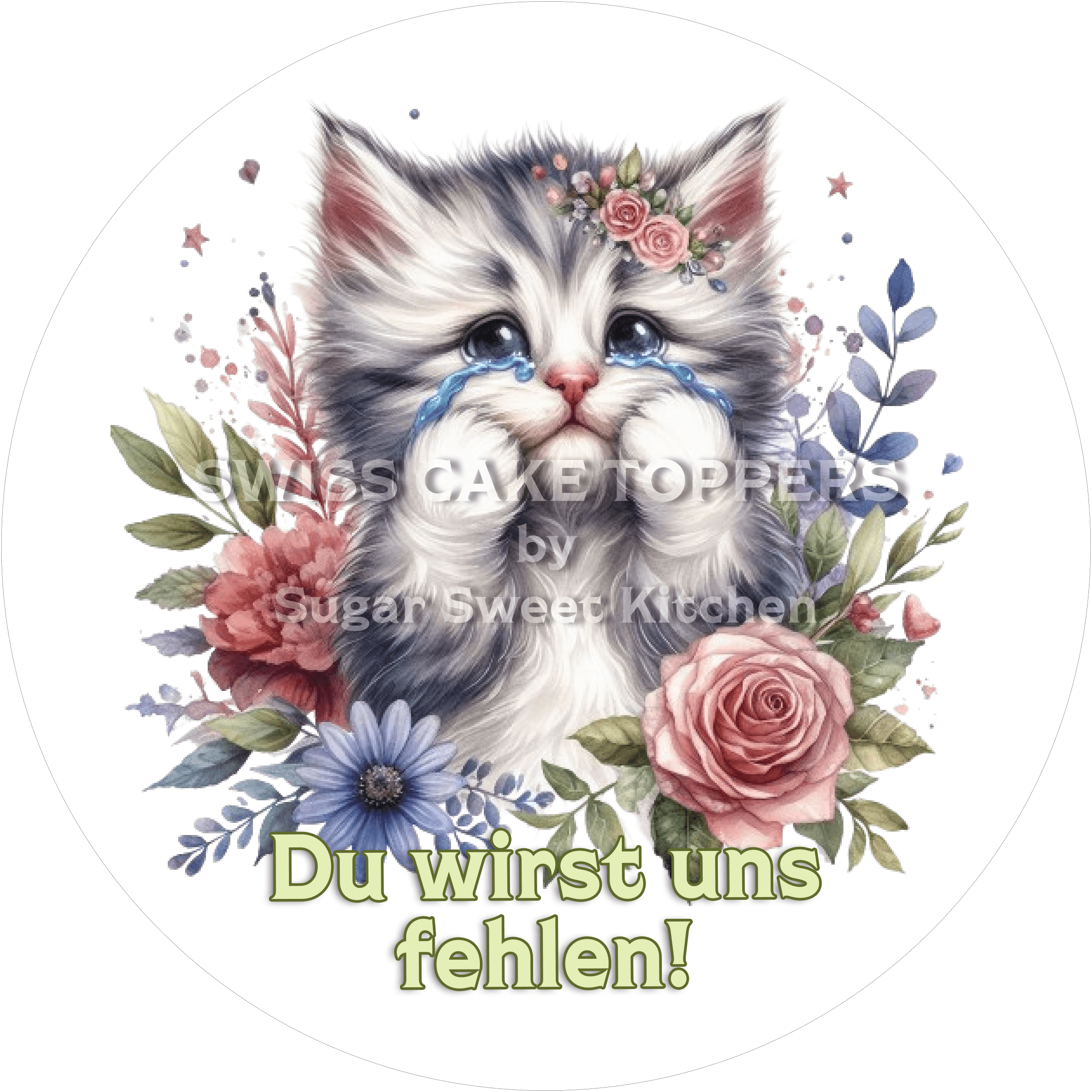 Niedlicher Abschieds-Tortenaufleger - Bye5 - personalisierbar - Fondant- Torten- & Cupcakeaufleger Sugar Sweet Kitchen