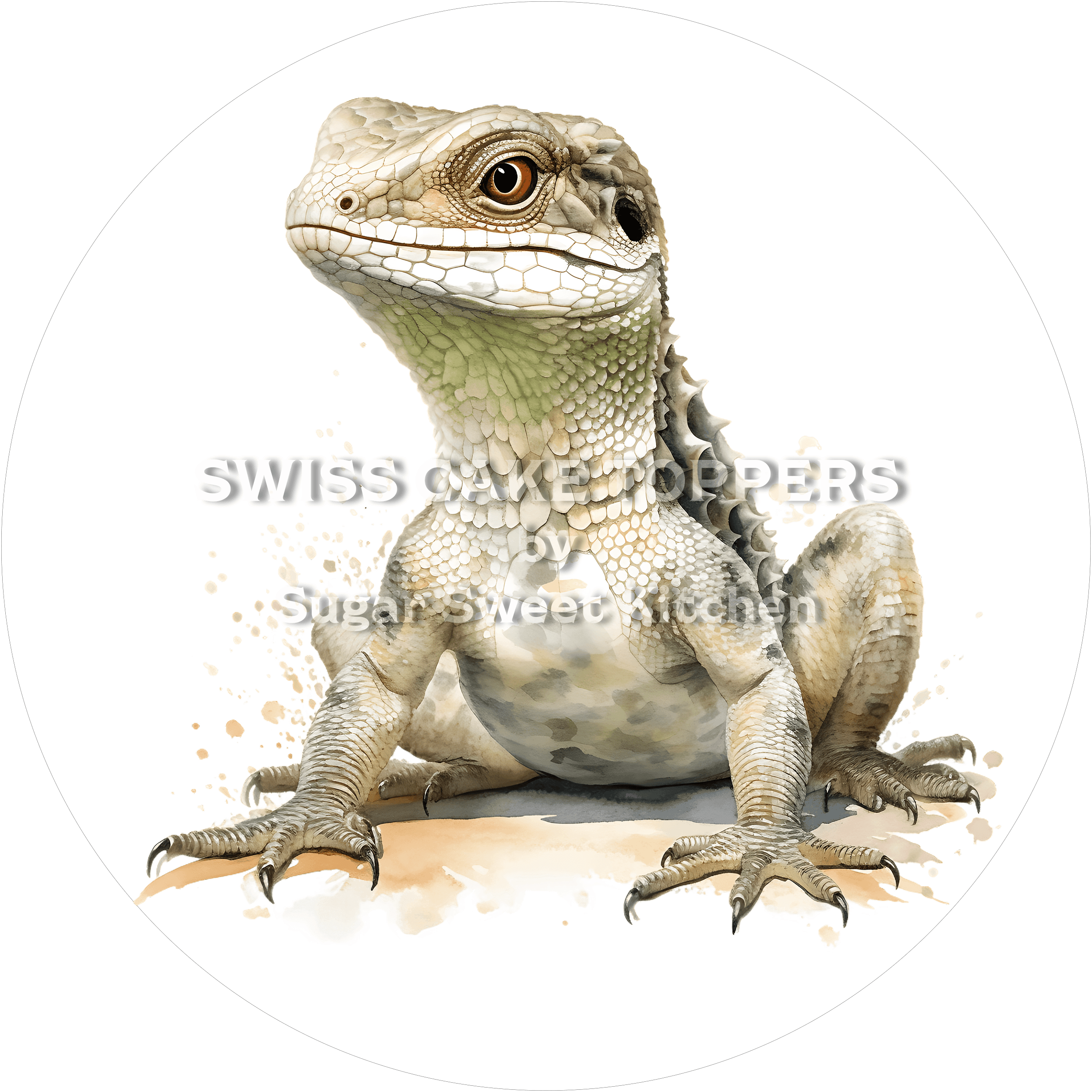 Niedlicher Echsen-Tortenaufleger6 - personalisierbar - Fondant- Torten- & Cupcakeaufleger Sugar Sweet Kitchen
