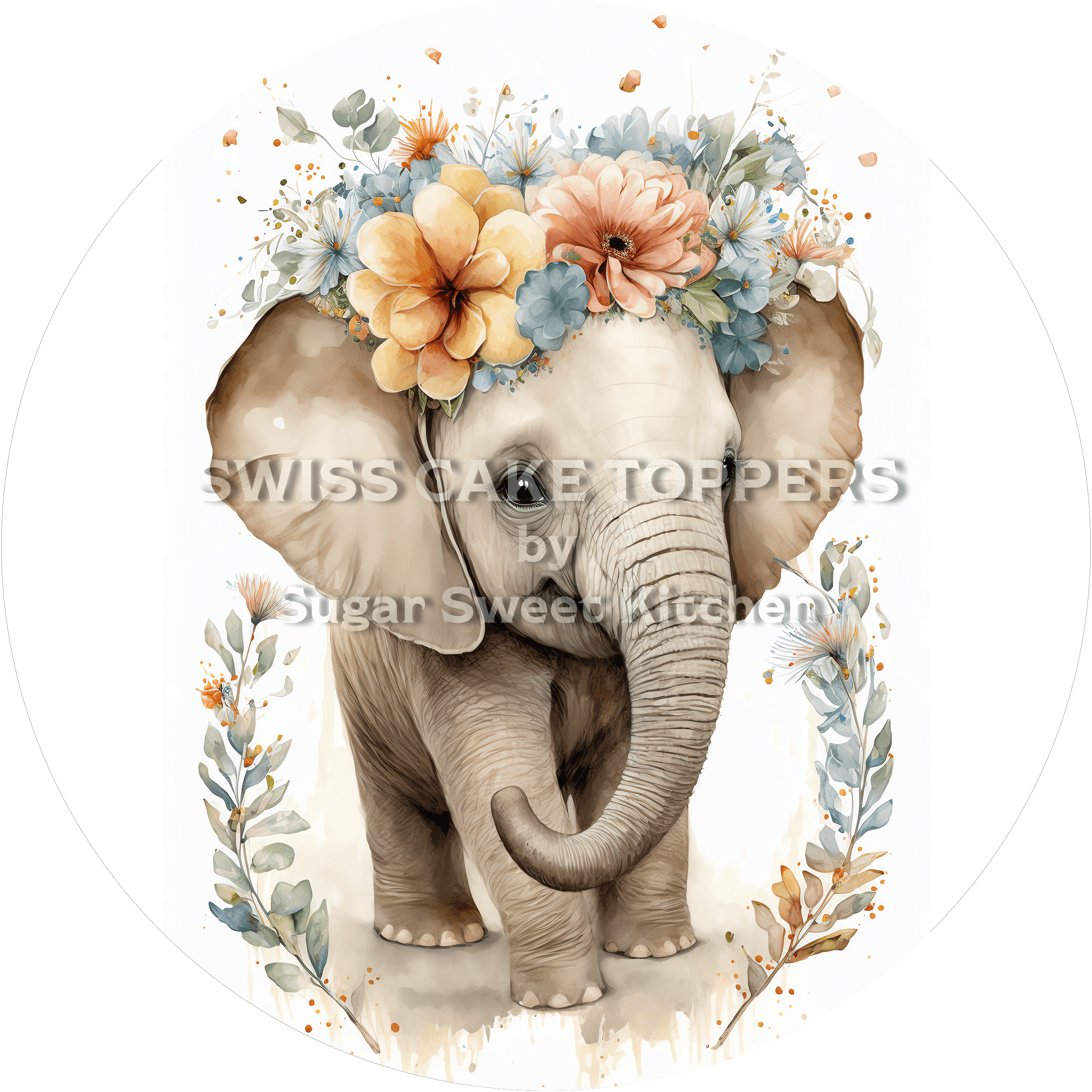 Niedlicher Elefanten-Tortenaufleger3 - personalisierbar - Fondant- Torten- & Cupcakeaufleger Sugar Sweet Kitchen