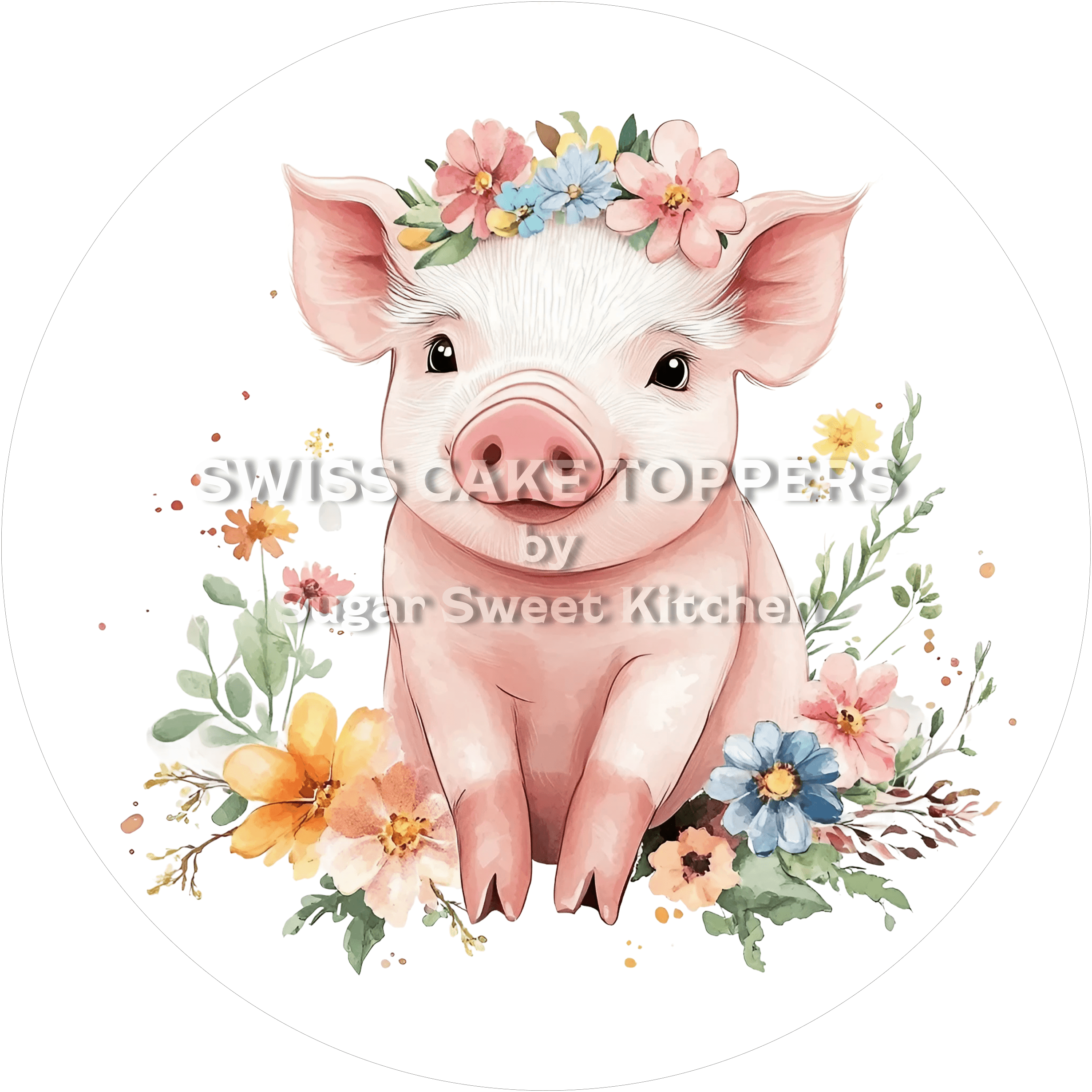 Niedlicher Schweinchen-Tortenaufleger4 - personalisierbar - Fondant- Torten- & Cupcakeaufleger Sugar Sweet Kitchen