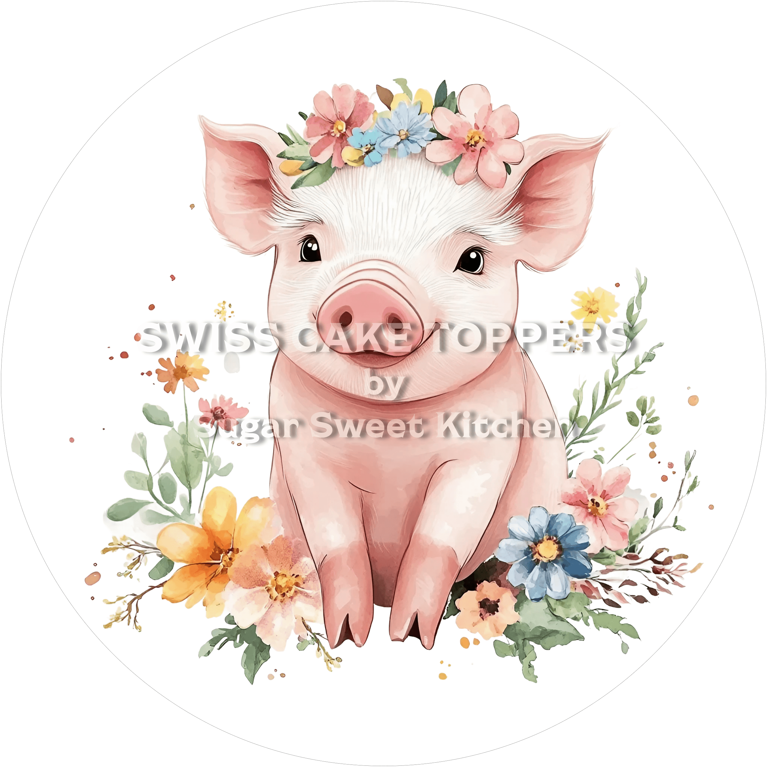 Niedlicher Schweinchen-Tortenaufleger4 - personalisierbar - Fondant- Torten- & Cupcakeaufleger Sugar Sweet Kitchen