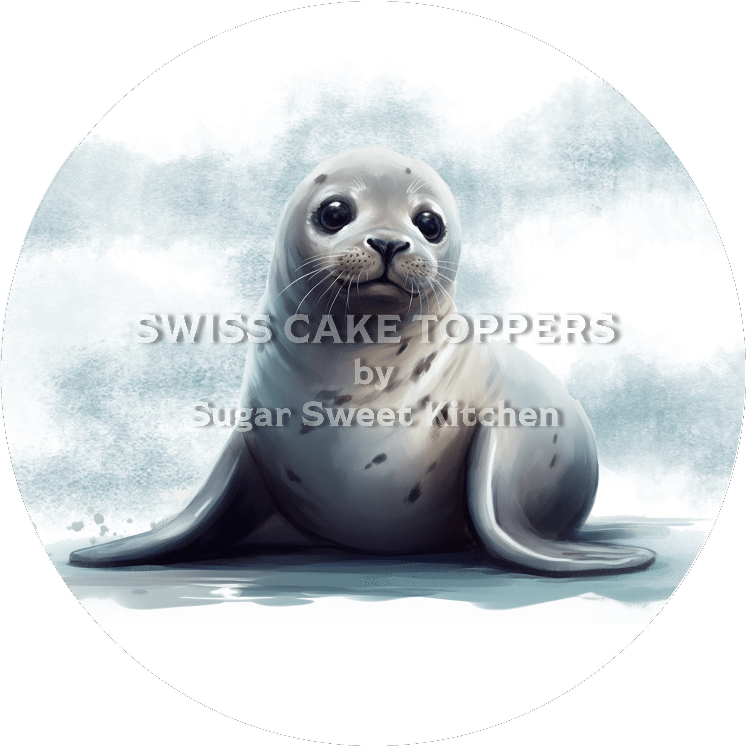 Niedlicher Seehund-Tortenaufleger1 - personalisierbar - Fondant- Torten- & Cupcakeaufleger Sugar Sweet Kitchen