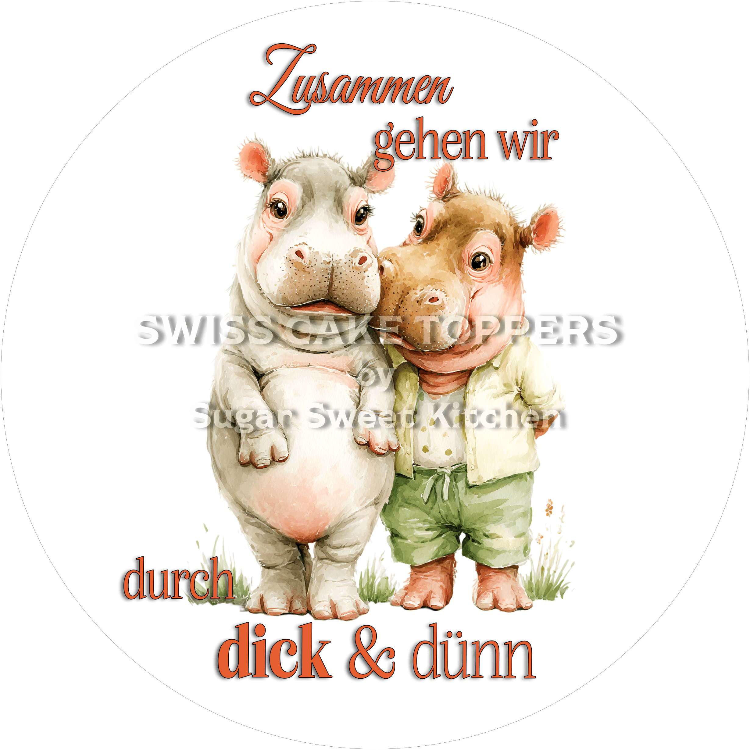 Niedlicher Tortenaufleger für beste Freunde - personalisierbar - Fondant- Torten- & Cupcakeaufleger Sugar Sweet Kitchen