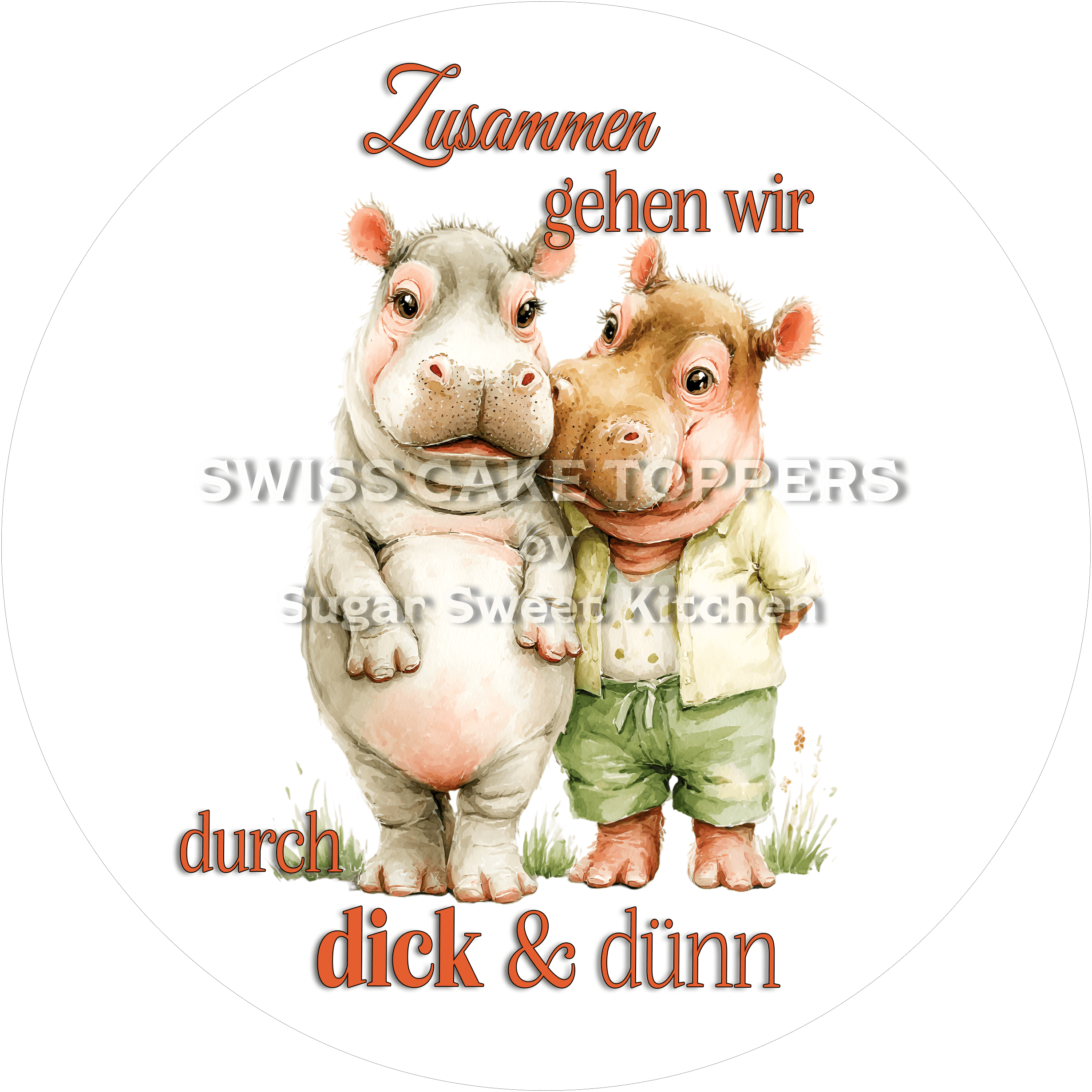 Niedlicher Tortenaufleger für beste Freunde - personalisierbar - Fondant- Torten- & Cupcakeaufleger Sugar Sweet Kitchen